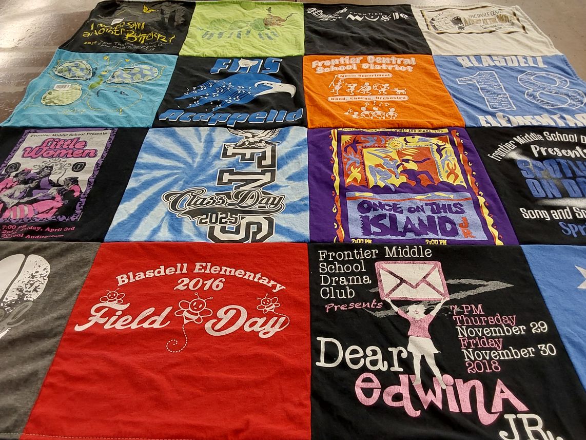 T-shirt quilt from frontier middle school, blasdell elementary school by Amanda from NY