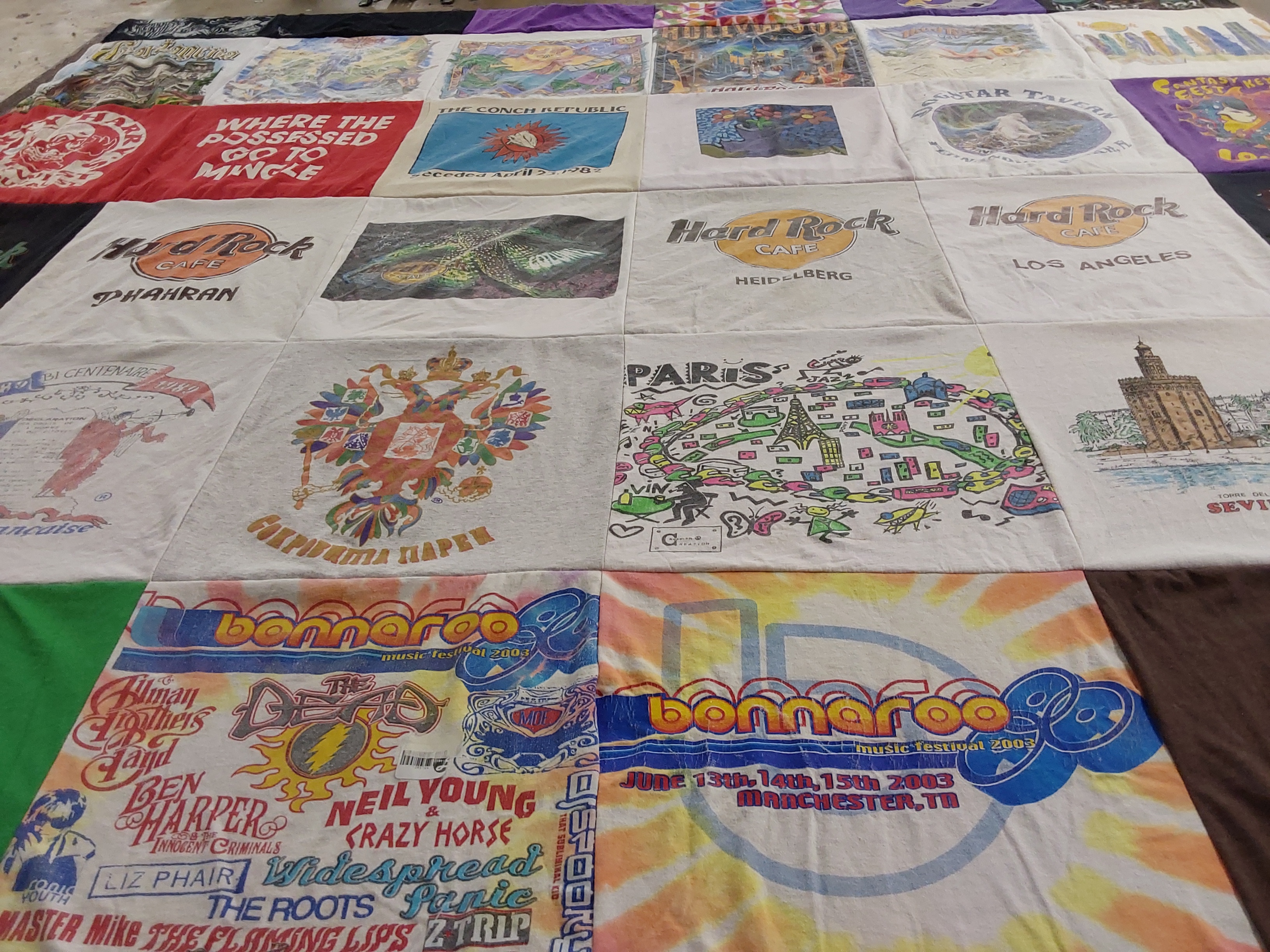 T-shirt quilt with music, festivals themes by Jerry from FL