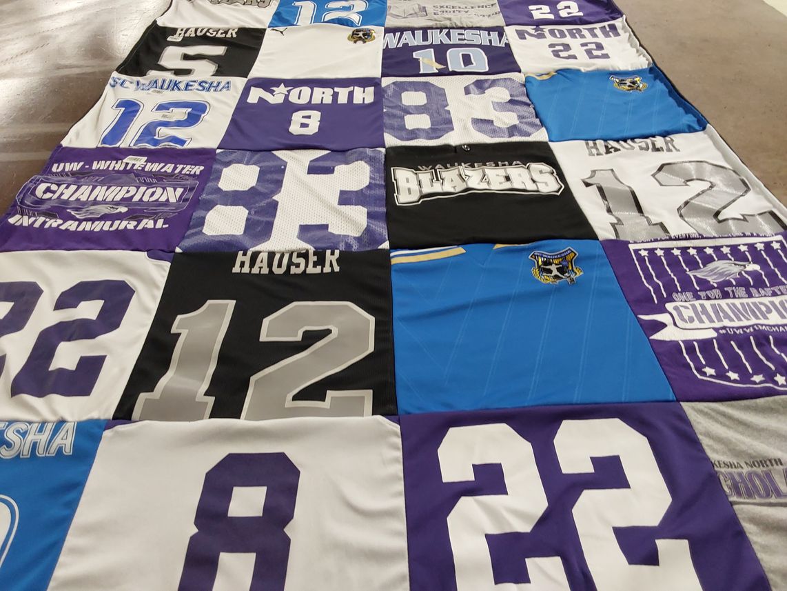 T-shirt quilt featuring waukesha north by Jenny from WI