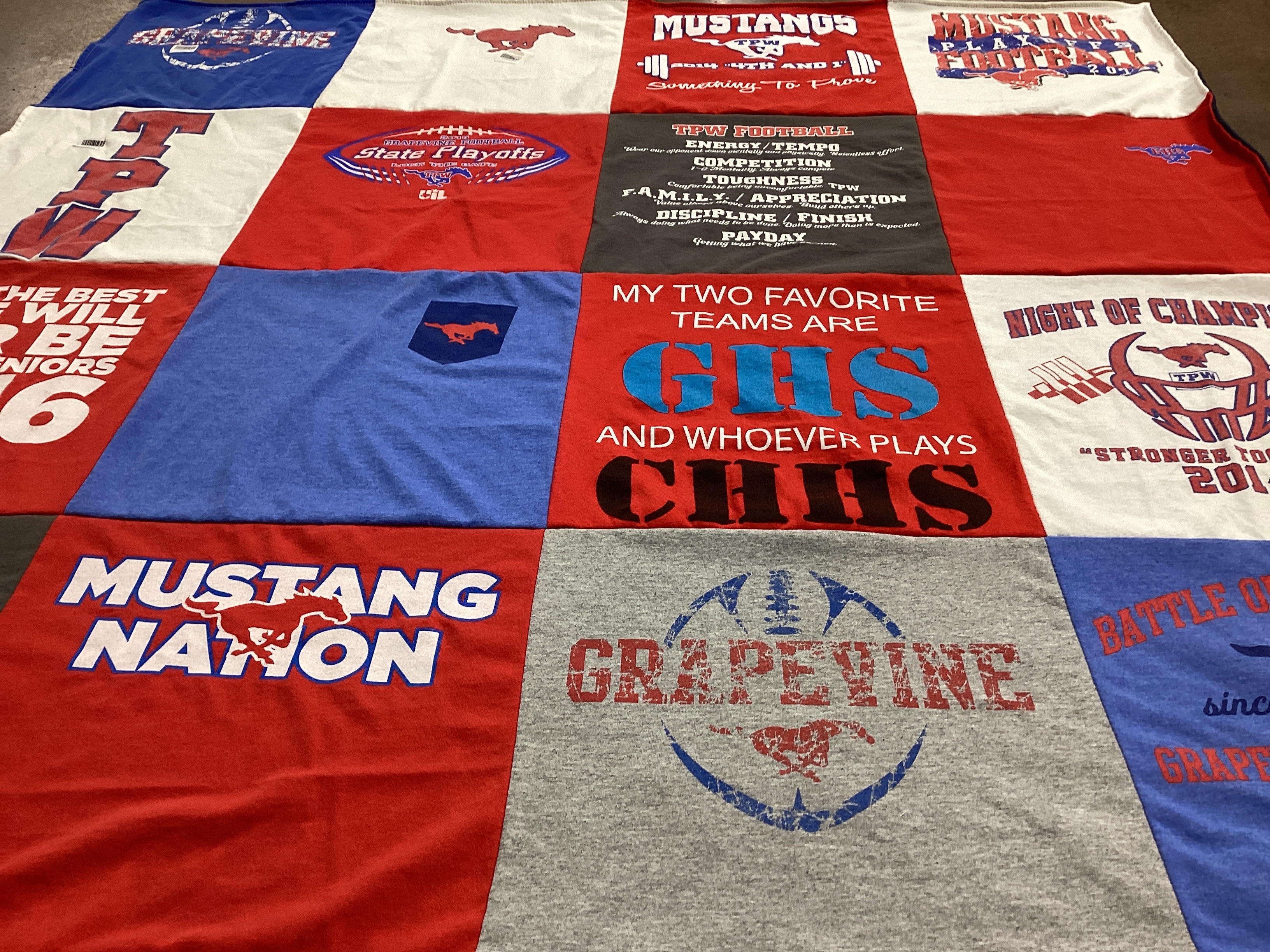 T-shirt quilt featuring grapevine high school football, colleyville heritage high school football by Rachel from TX