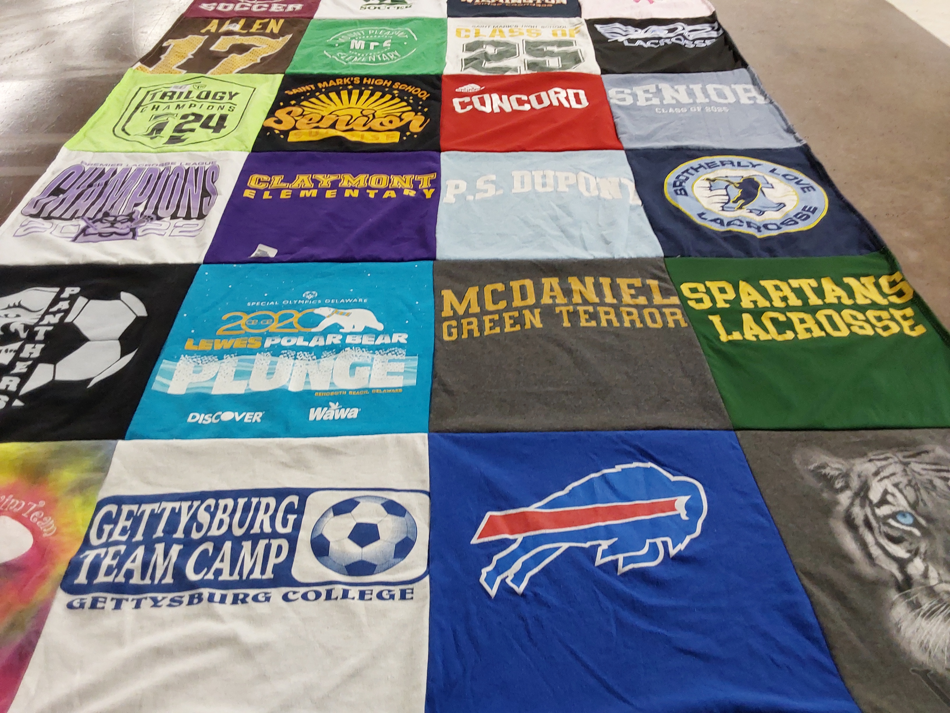 T-shirt quilt featuring buffalo bills, spartans lacrosse by Jennifer from DE