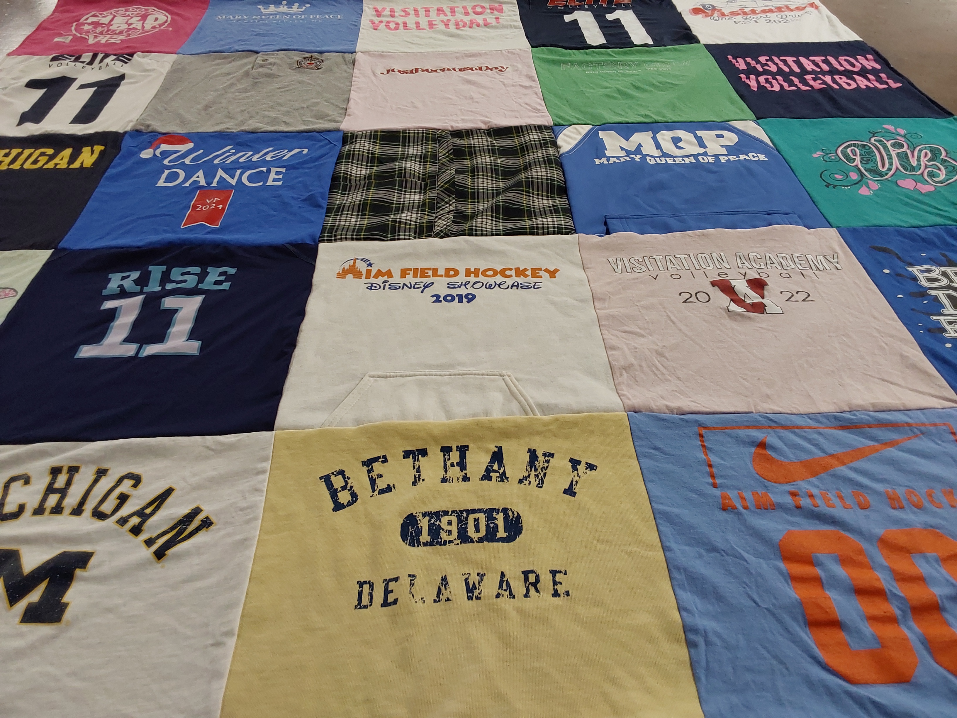 T-shirt quilt featuring field hockey, visitation academy volleyball by Nanci from MO