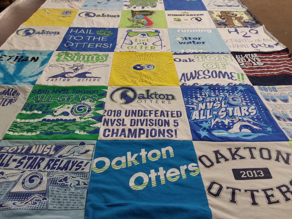 T-shirt quilt featuring oakton otters by Alanna from VA