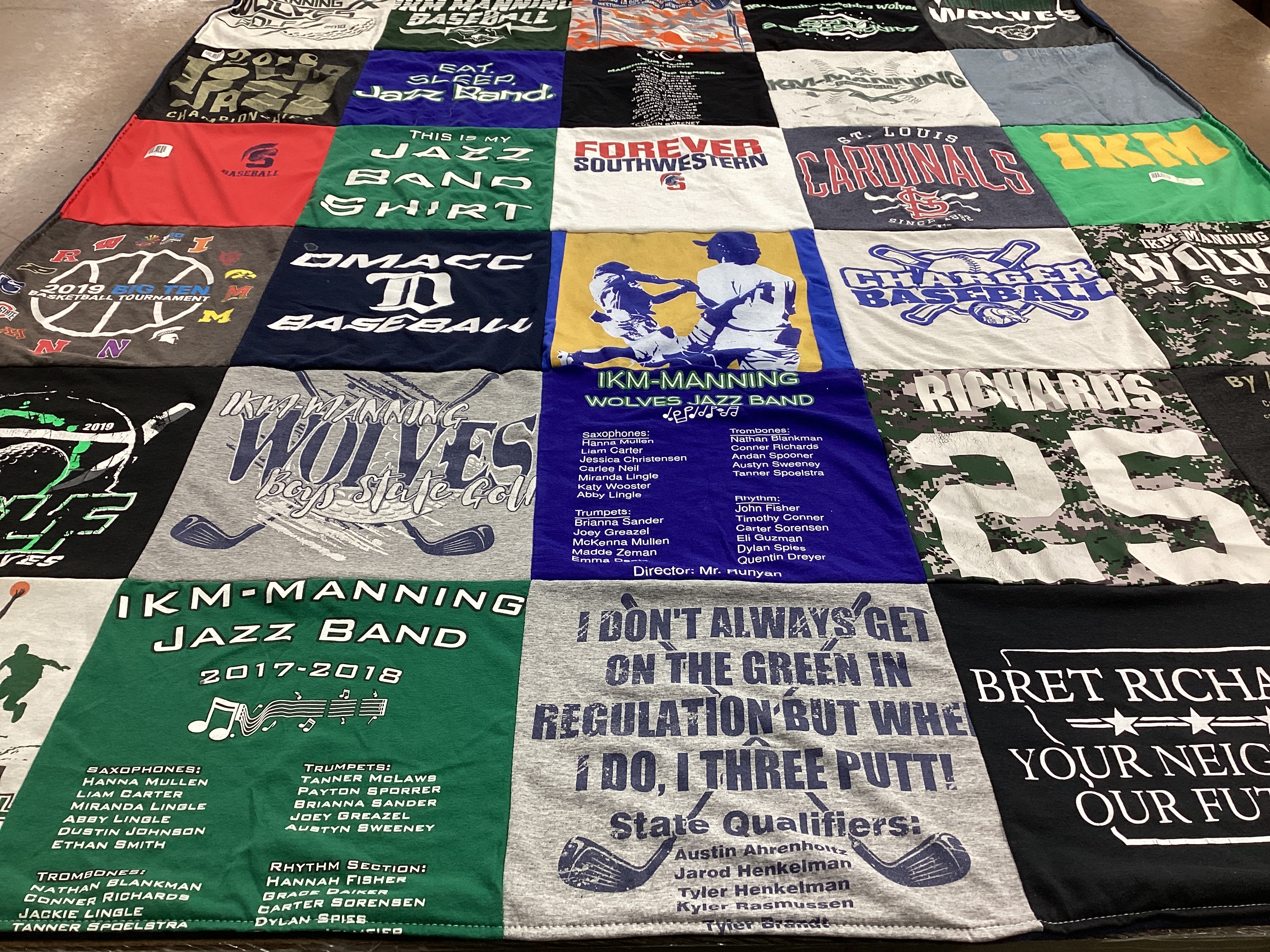 T-shirt quilt featuring st. louis cardinals, ikm-manning wolves by Jill from IA
