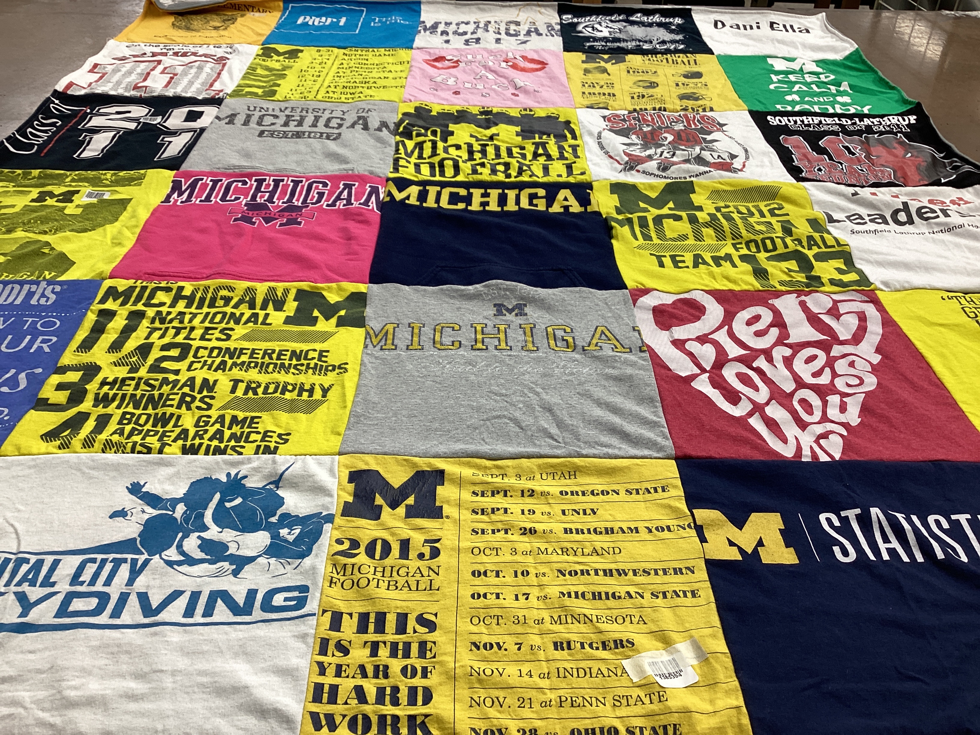 T-shirt quilt featuring michigan football team by Richard from MI