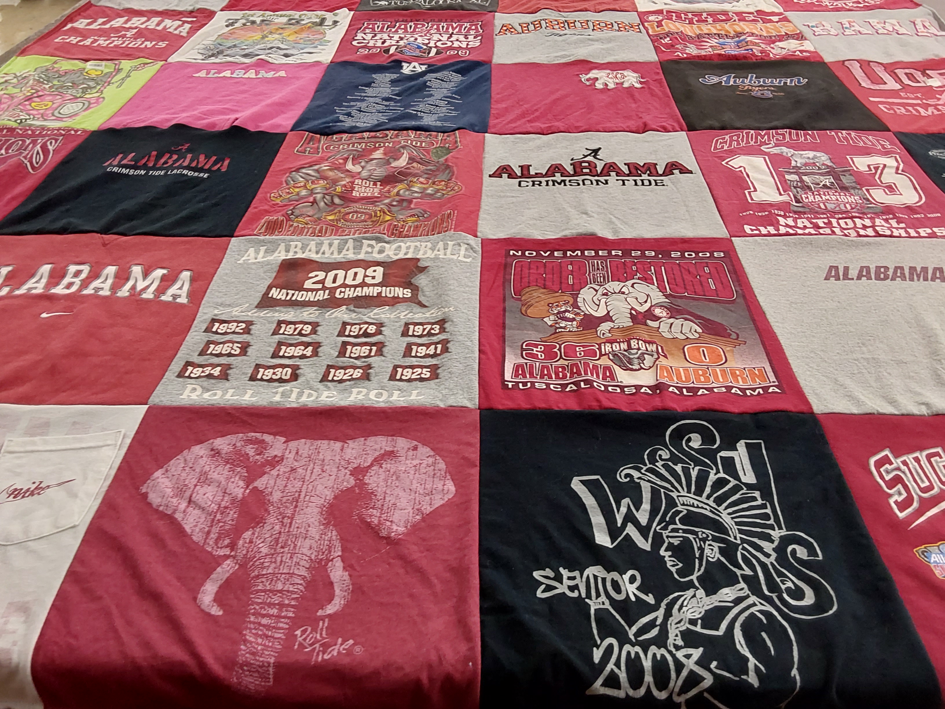 T-shirt quilt featuring university of alabama crimson tide by Lauren from ID