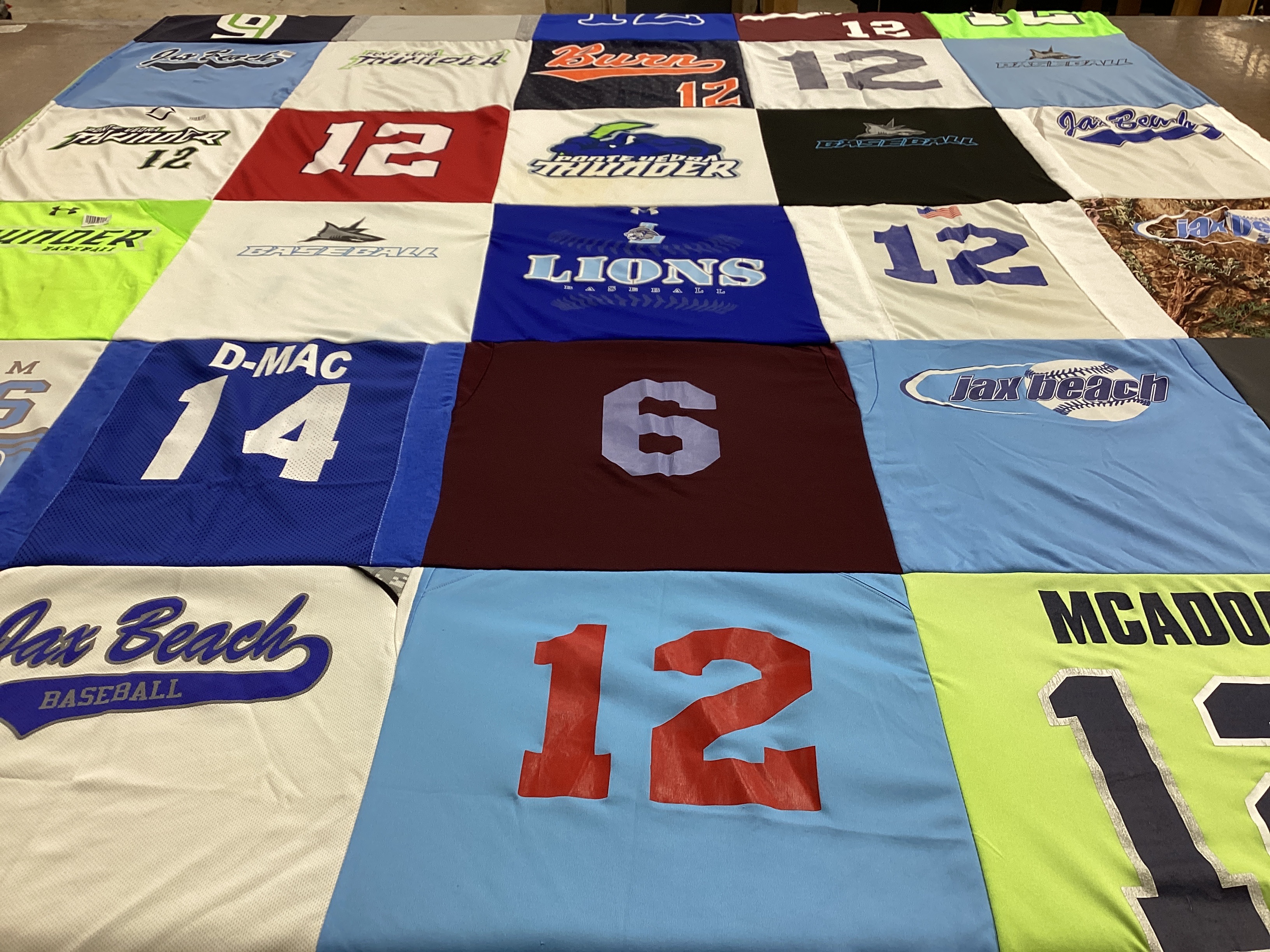 T-shirt quilt with sports, baseball themes by Kerri from FL