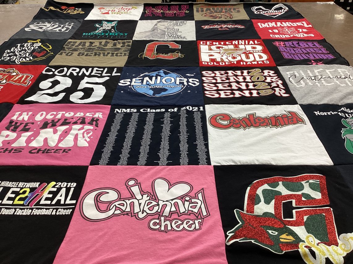 T-shirt quilt featuring northern middle school by Carol from CA