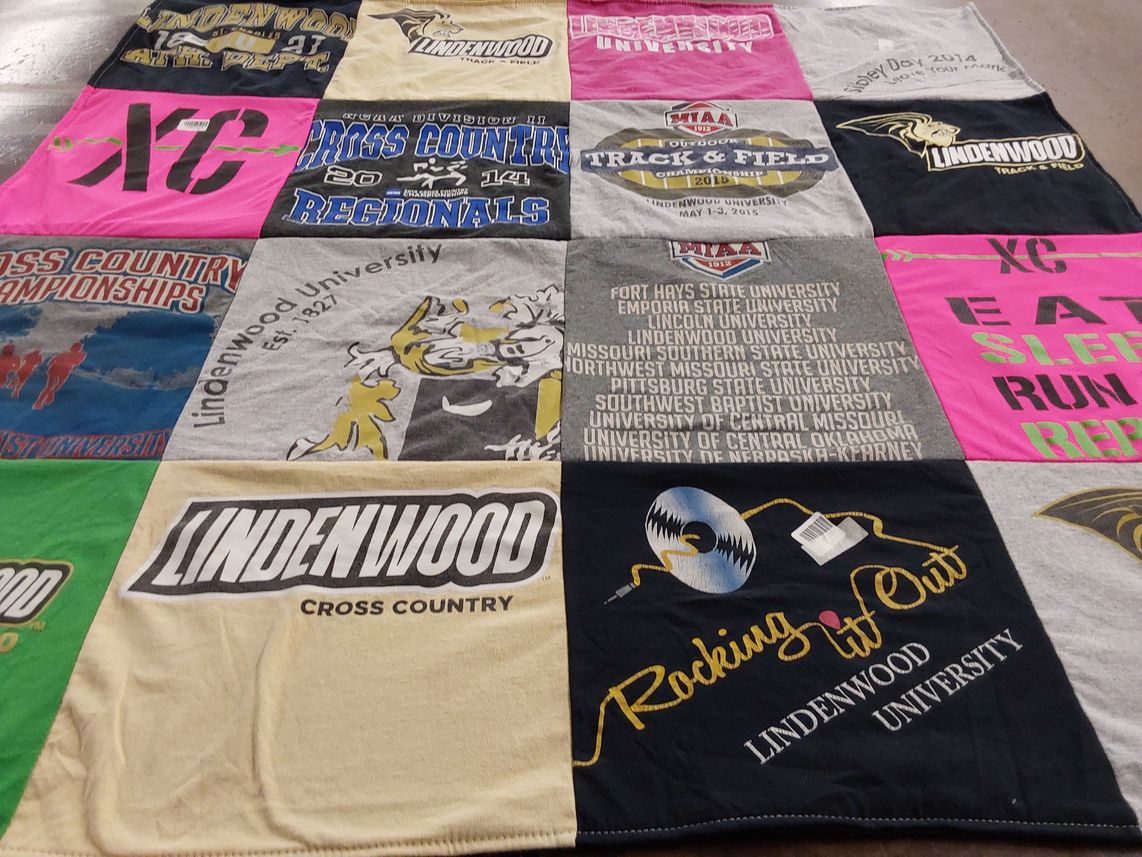 T-shirt quilt from lindenwood university by Emily from MO