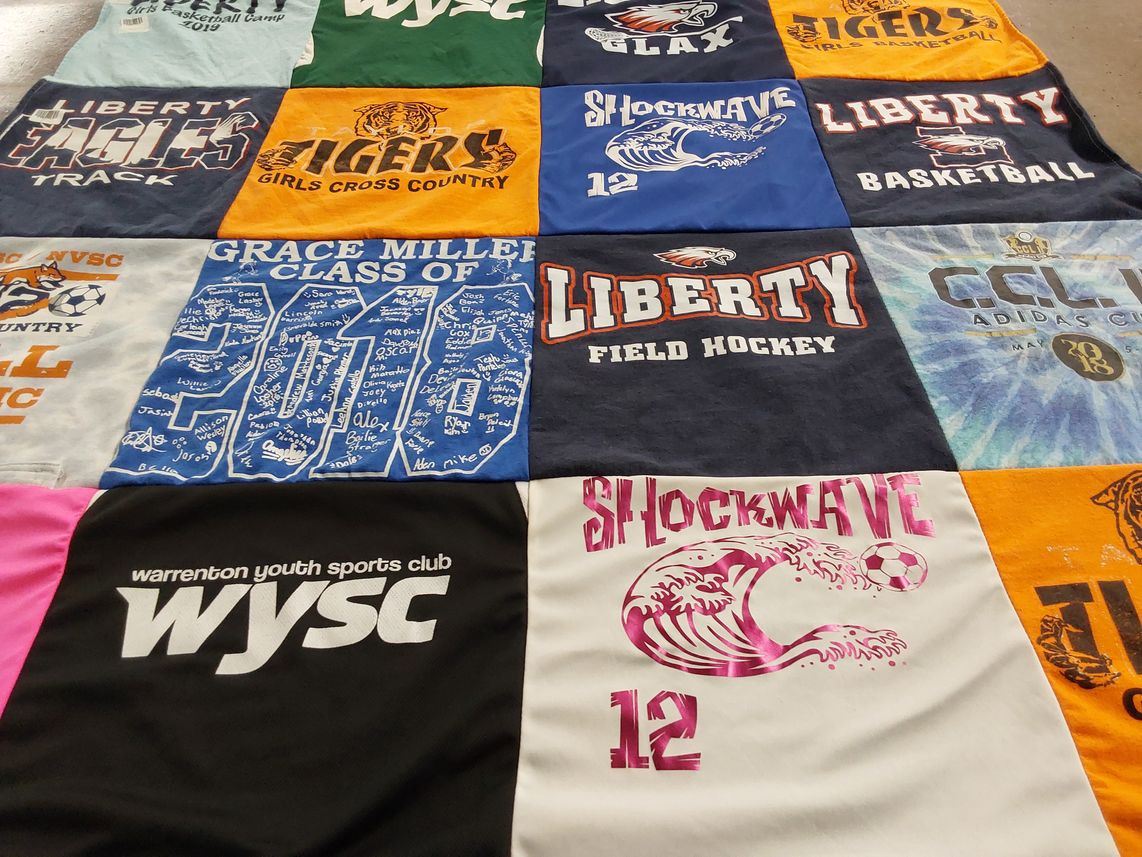 T-shirt quilt featuring shockwave soccer, tigers by Amy from VA