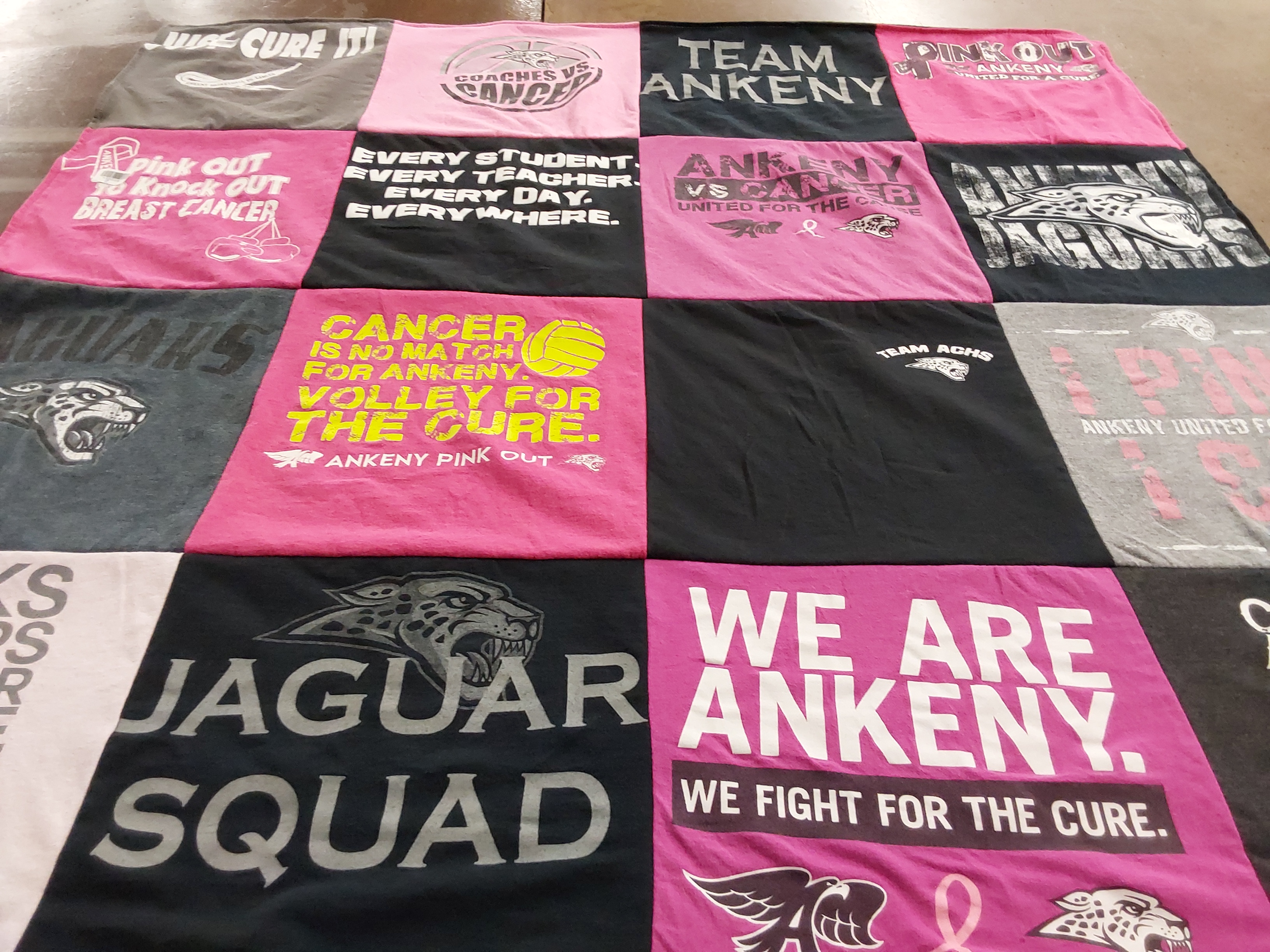 T-shirt quilt featuring ankeny jaguars by Jennifer from IA