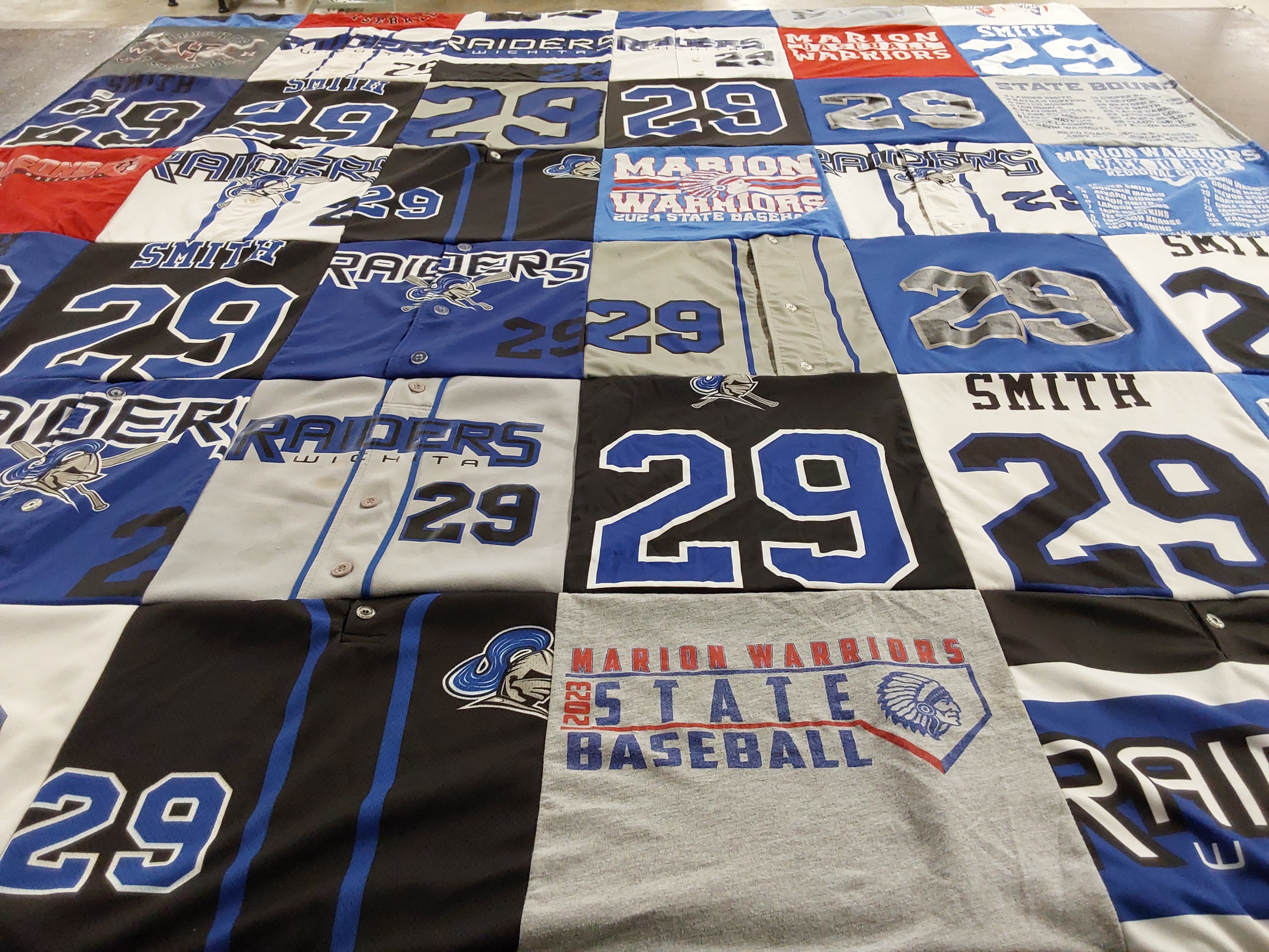 T-shirt quilt featuring marion warriors baseball by Caitlin from KS