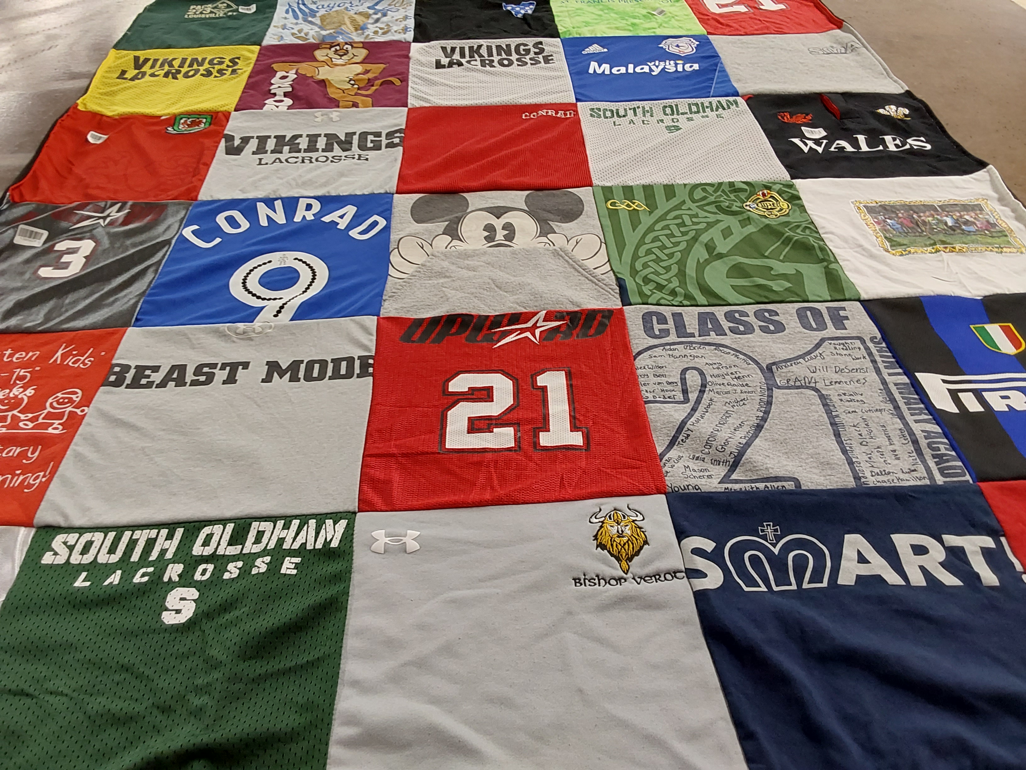 T-shirt quilt featuring south oldham lacrosse, vikings lacrosse by Tasha from FL