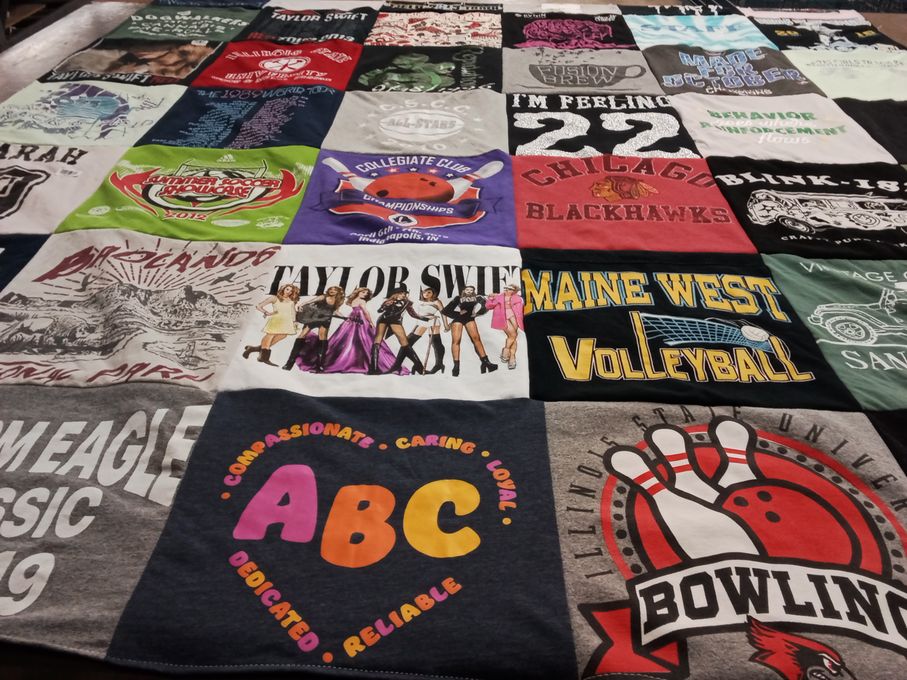 T-shirt quilt featuring chicago blackhawks by Sarah from IL
