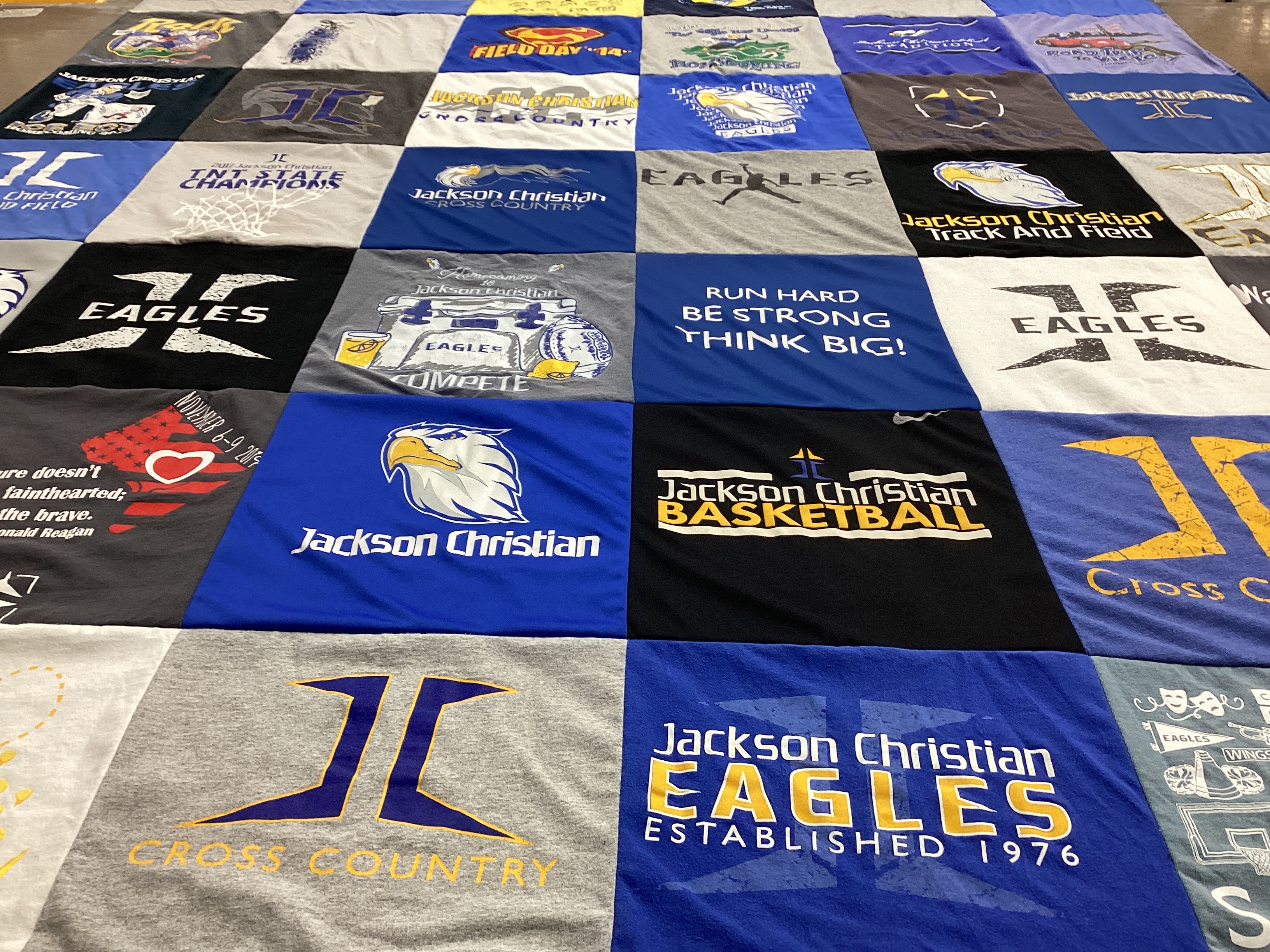 T-shirt quilt featuring jackson christian eagles by Carol from TN