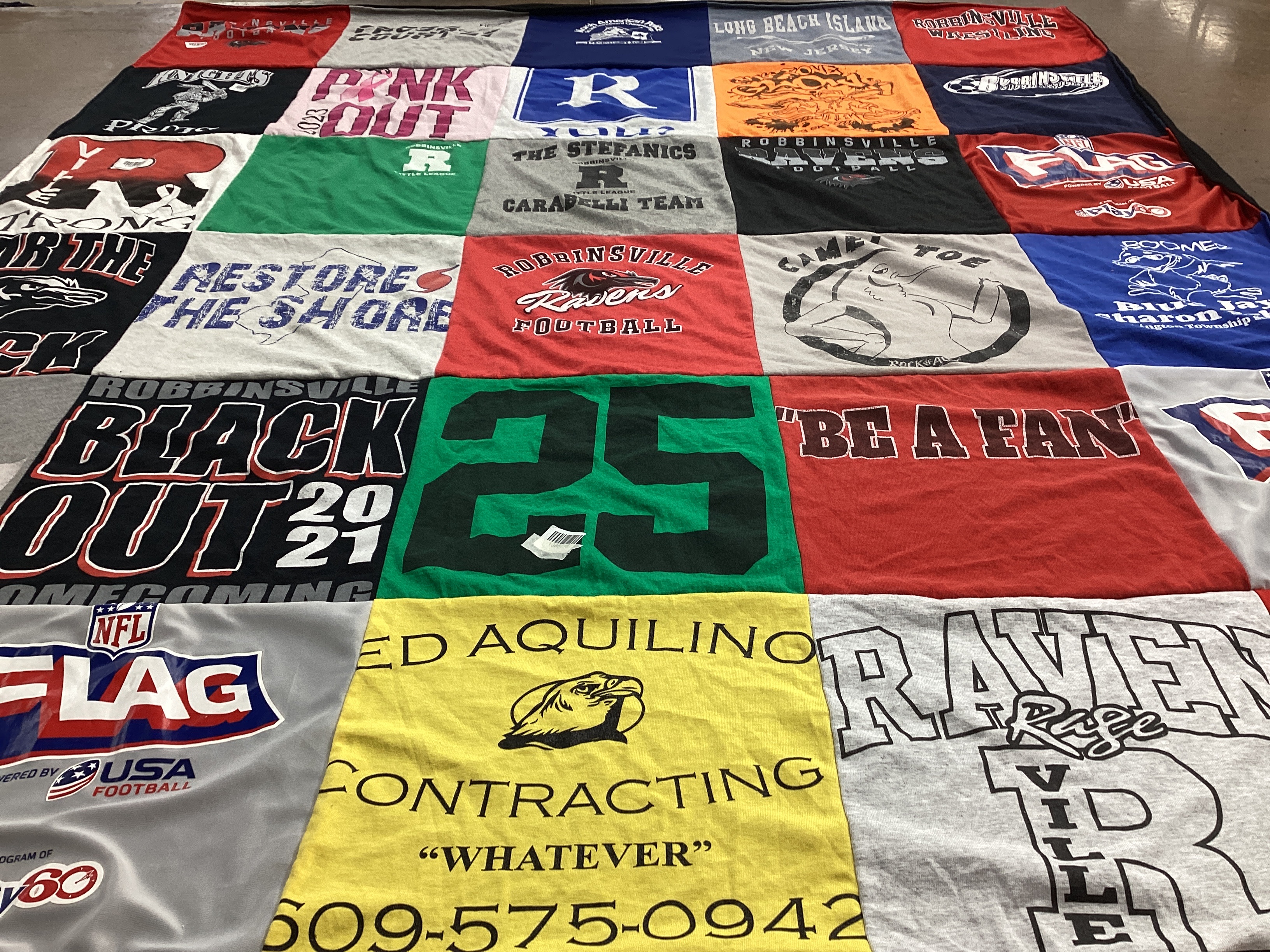 T-shirt quilt featuring robinsville high school football team by Kristin from NJ