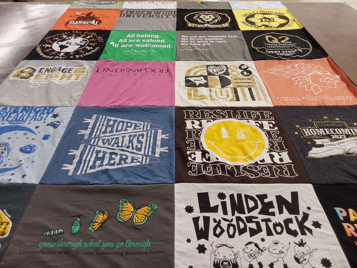 T-shirt quilt from lindenwood university by Heather from MO