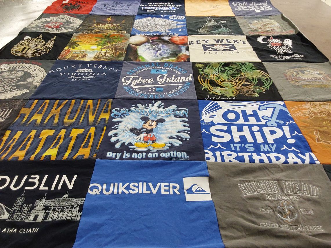 T-shirt quilt with travel, disney themes by Paul from FL