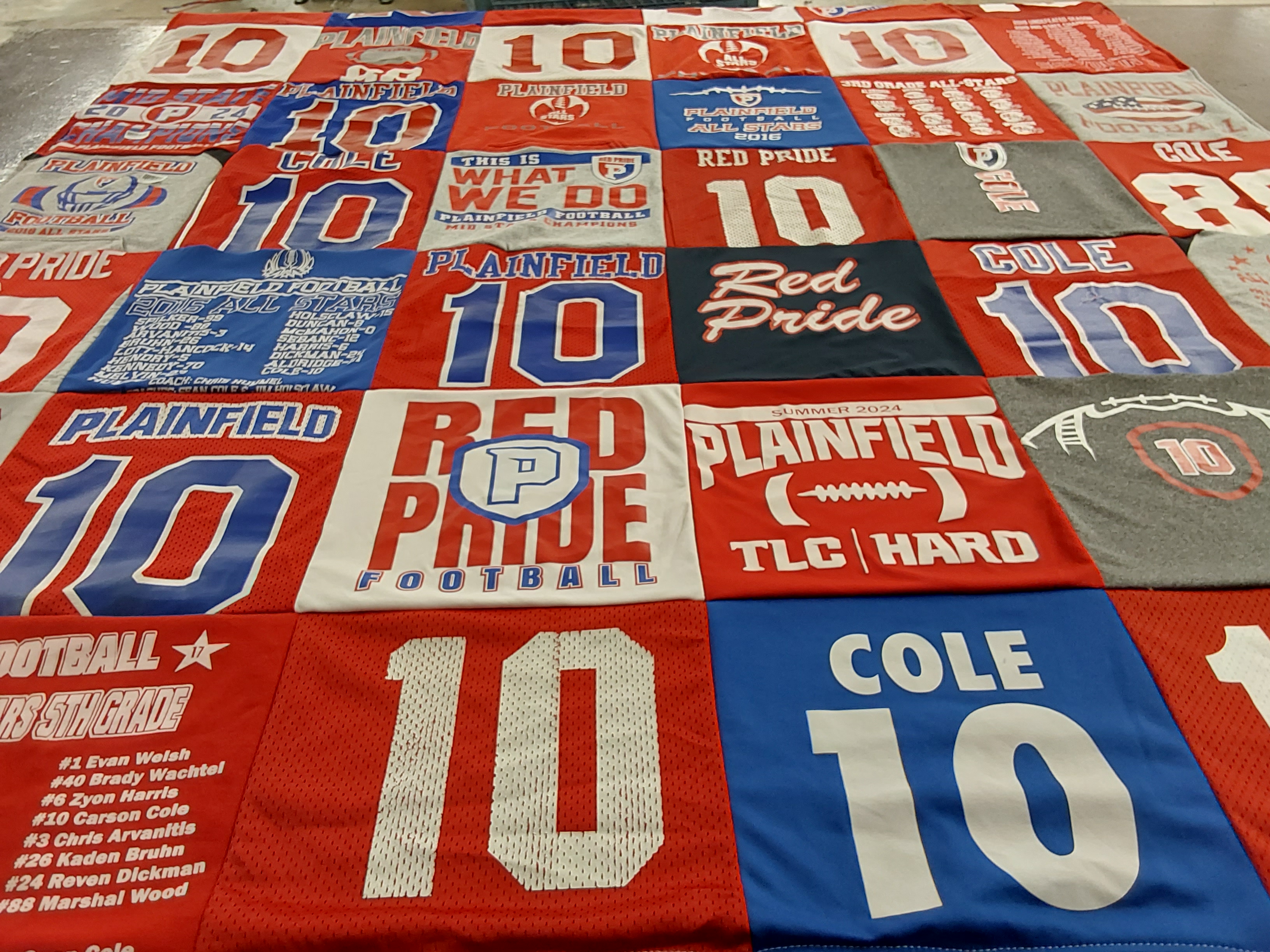 T-shirt quilt featuring plainfield football by Dana from IN