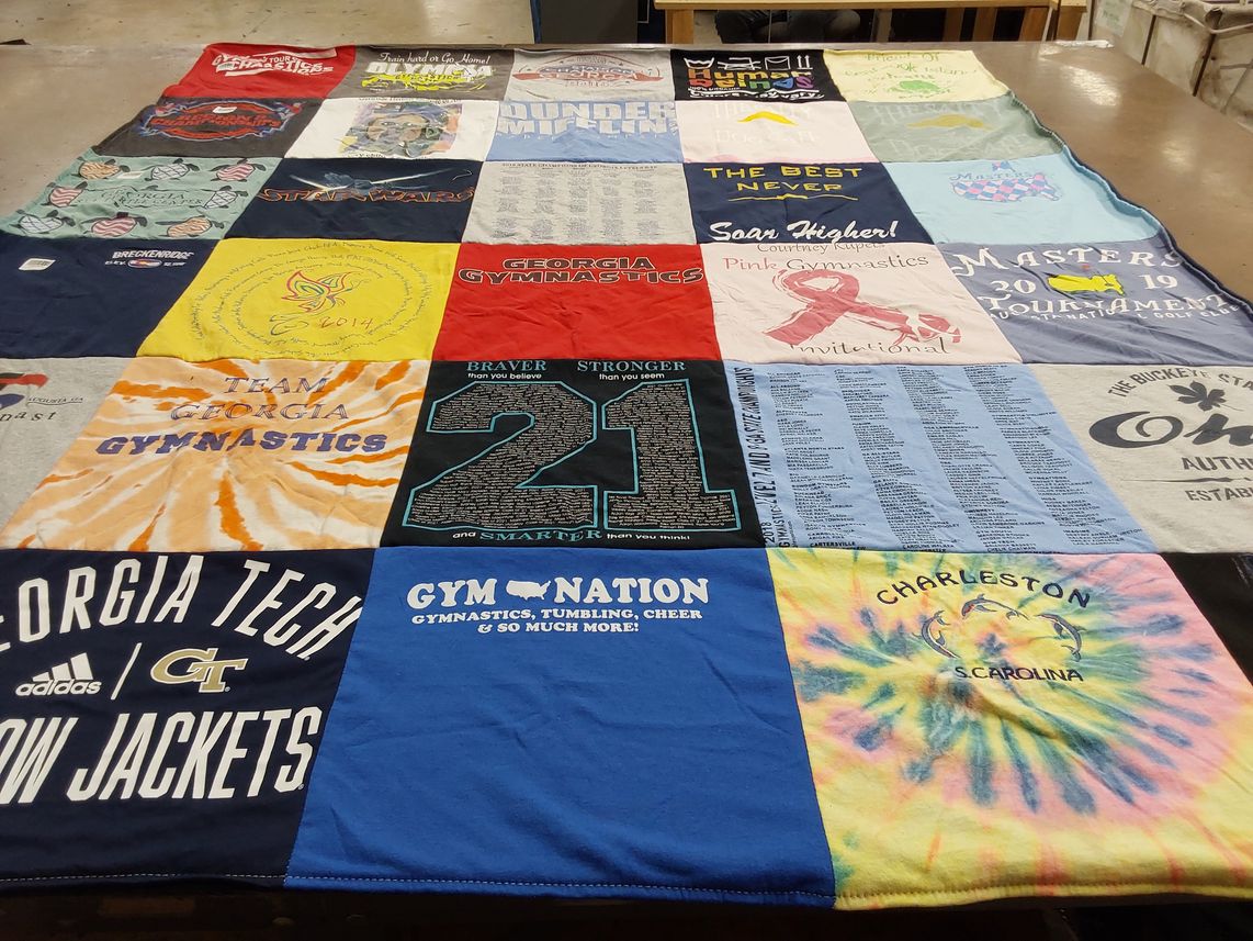 T-shirt quilt featuring georgia tech yellow jackets by Laura from GA