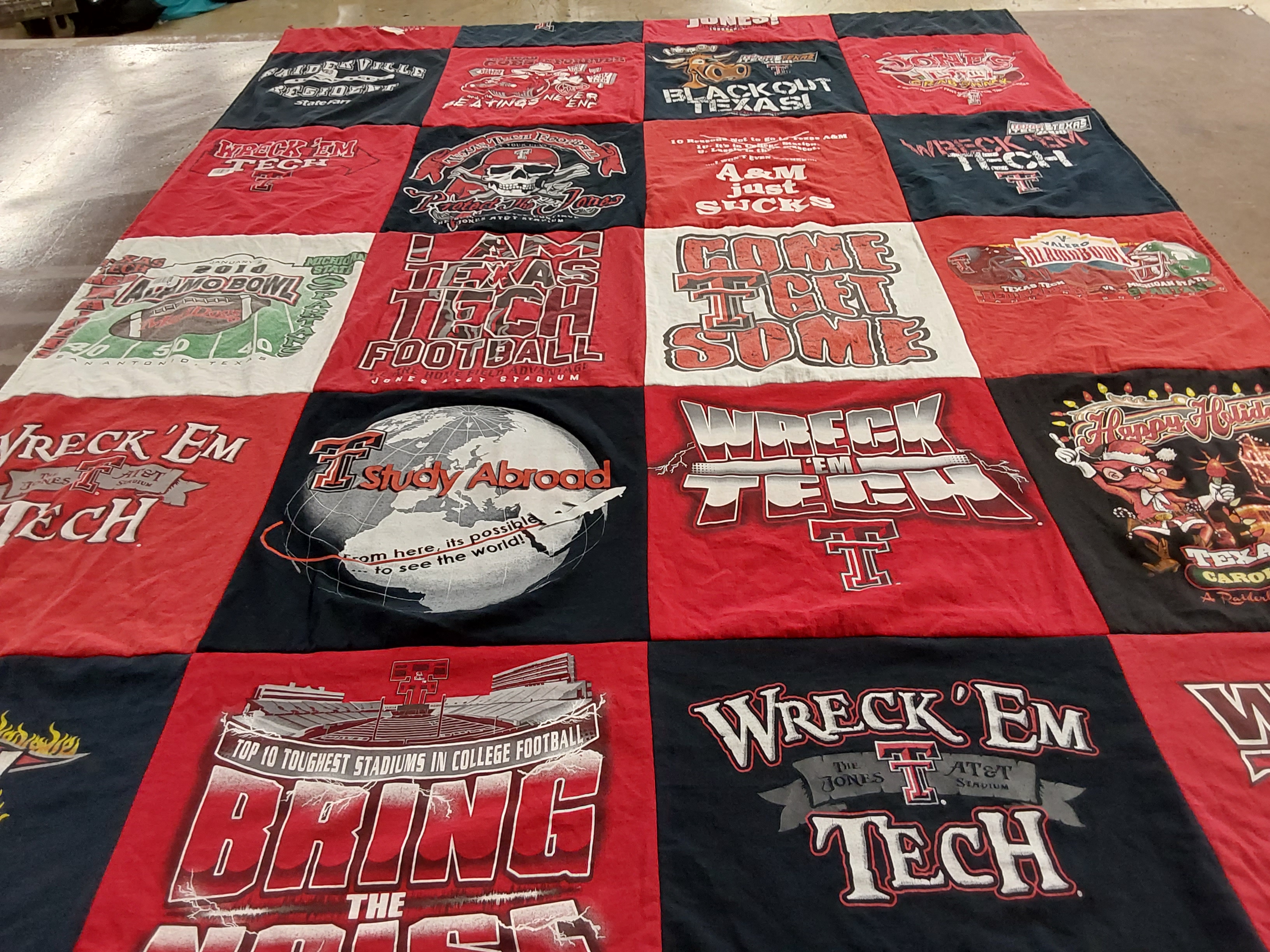 T-shirt quilt featuring texas tech university football by Bethany from TX