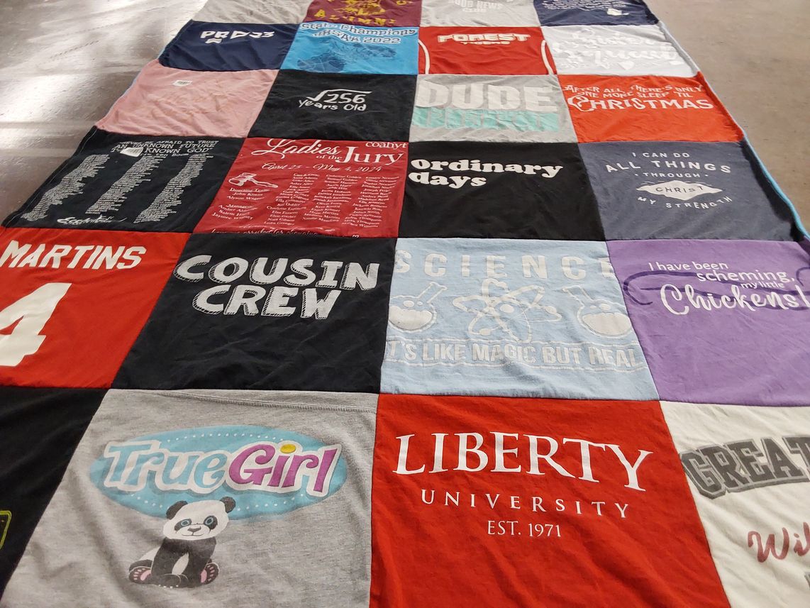 T-shirt quilt from liberty university by Hope from VA