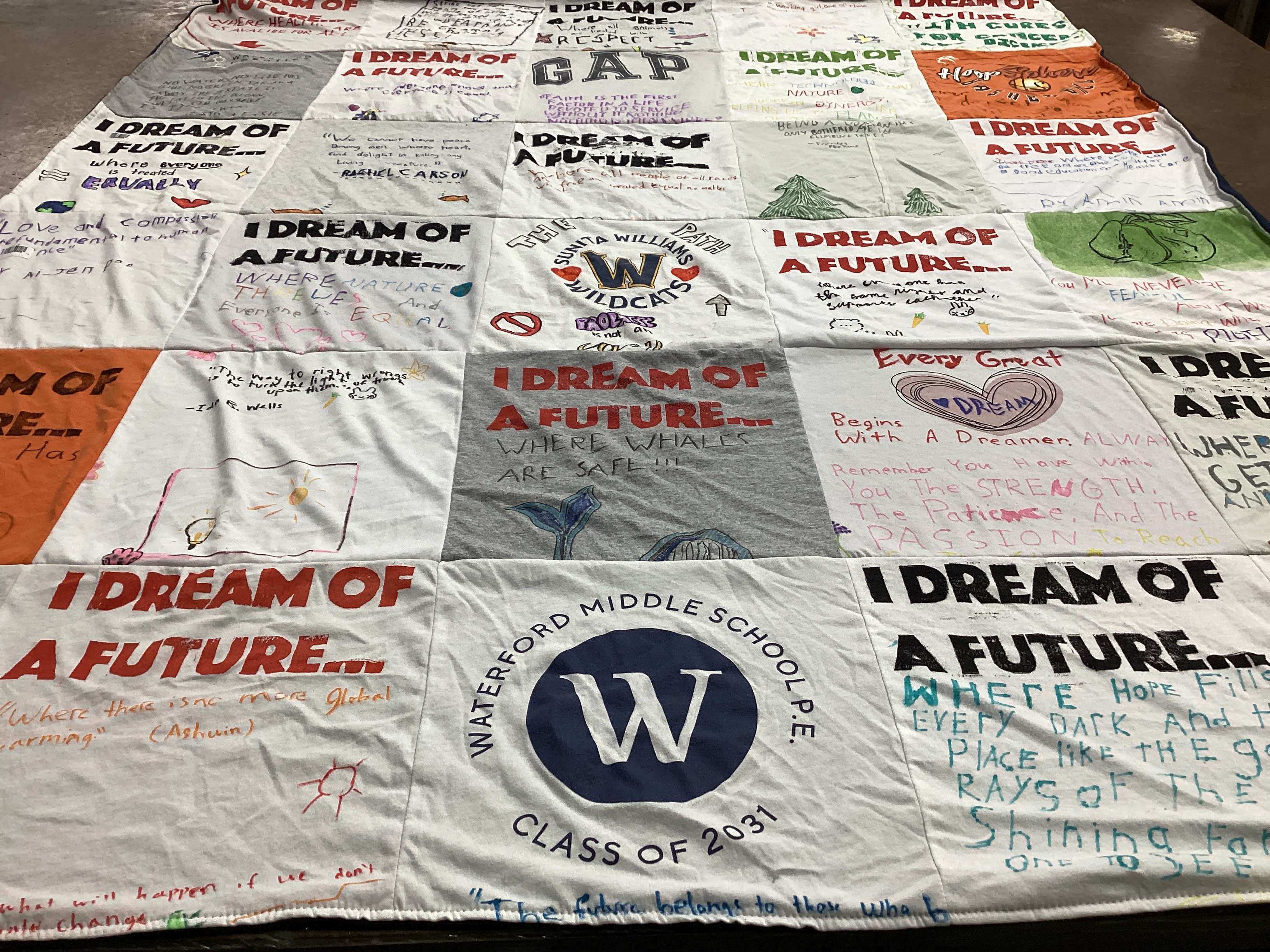 T-shirt quilt from waterford middle school by Mario from UT