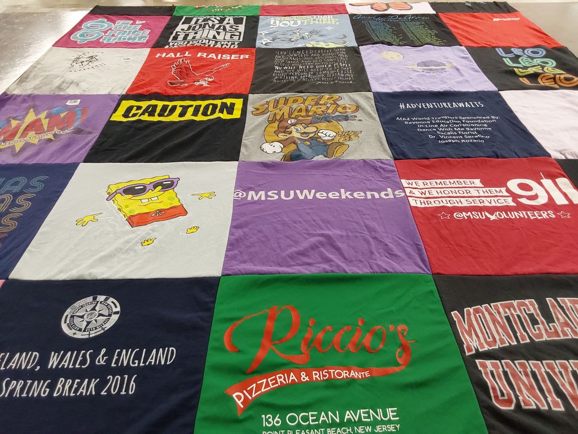 T-shirt quilt from montclair state university by Gabby from NJ