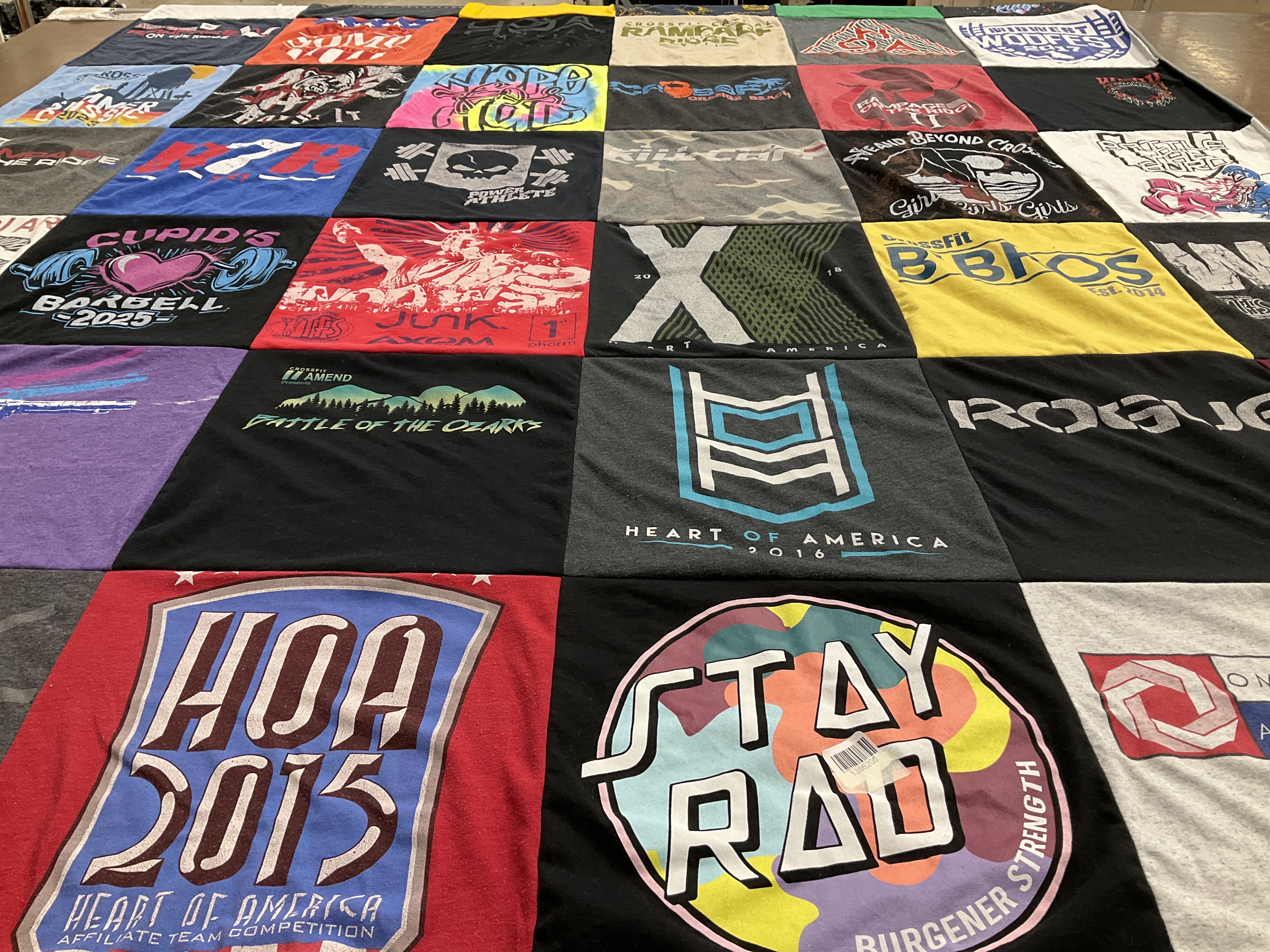 T-shirt quilt with fitness, crossfit themes by Caroline from AR