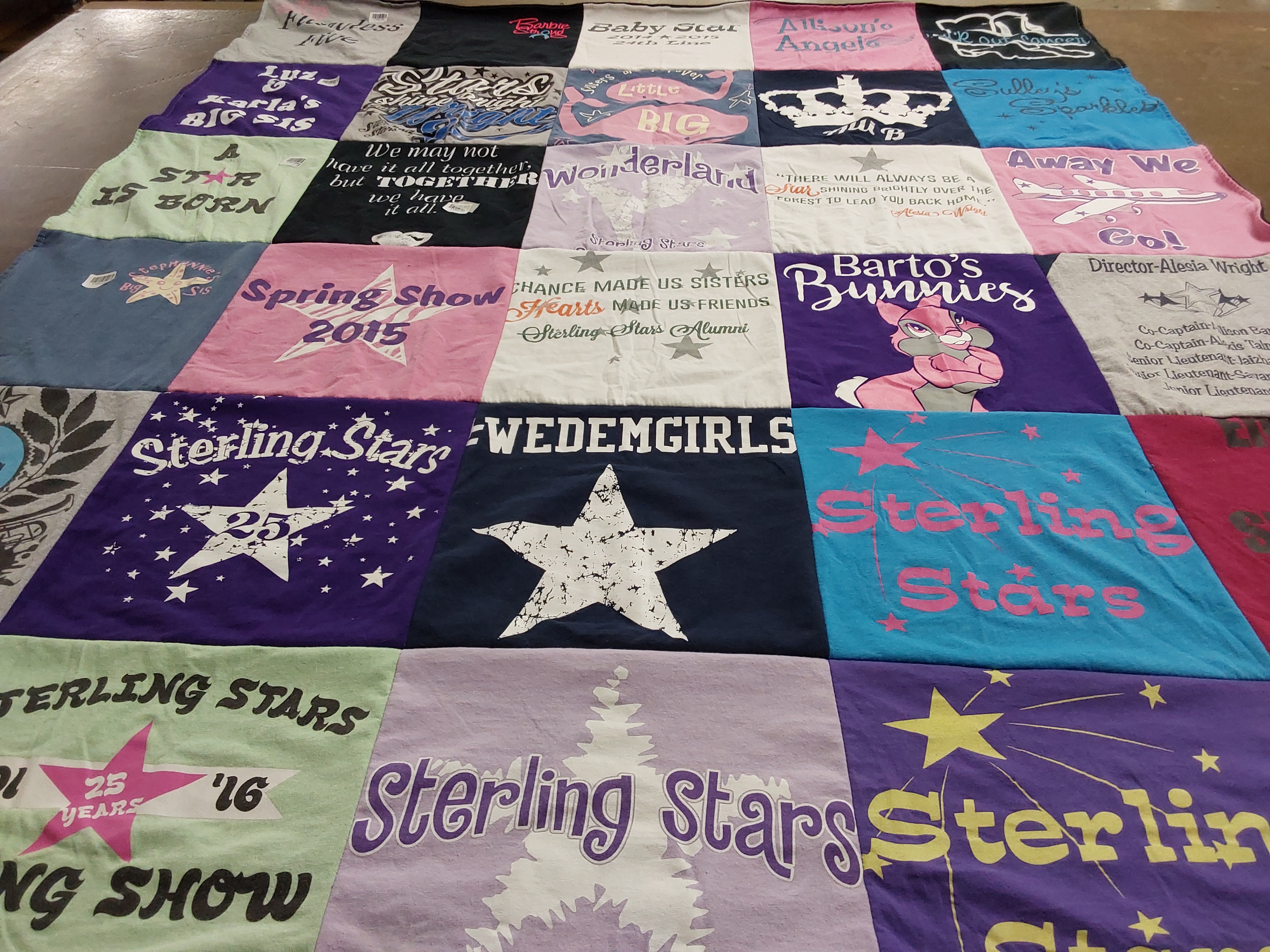 T-shirt quilt with dance, community themes by Allison from TX