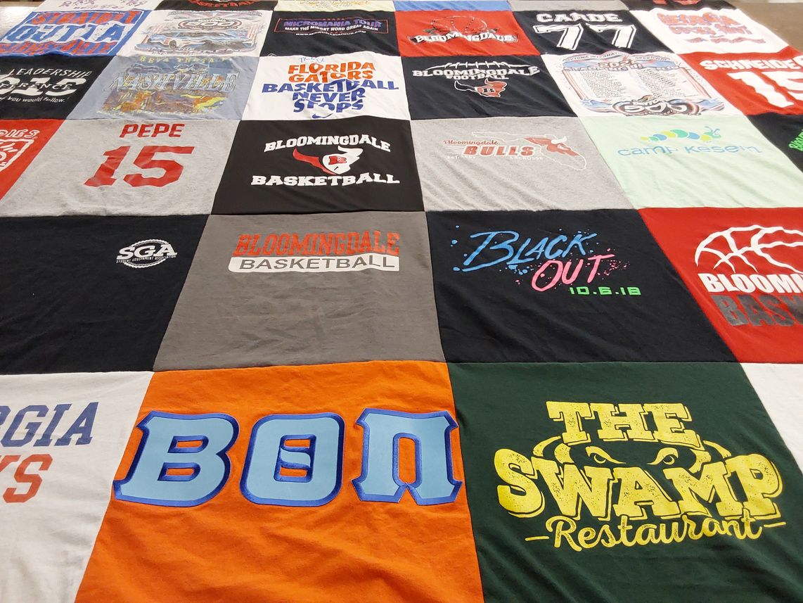 T-shirt quilt featuring bloomingdale bulls by Hope from FL