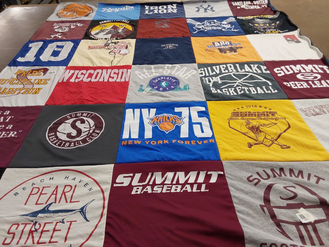 T-shirt quilt featuring new york knicks, summit baseball by ellen from NJ