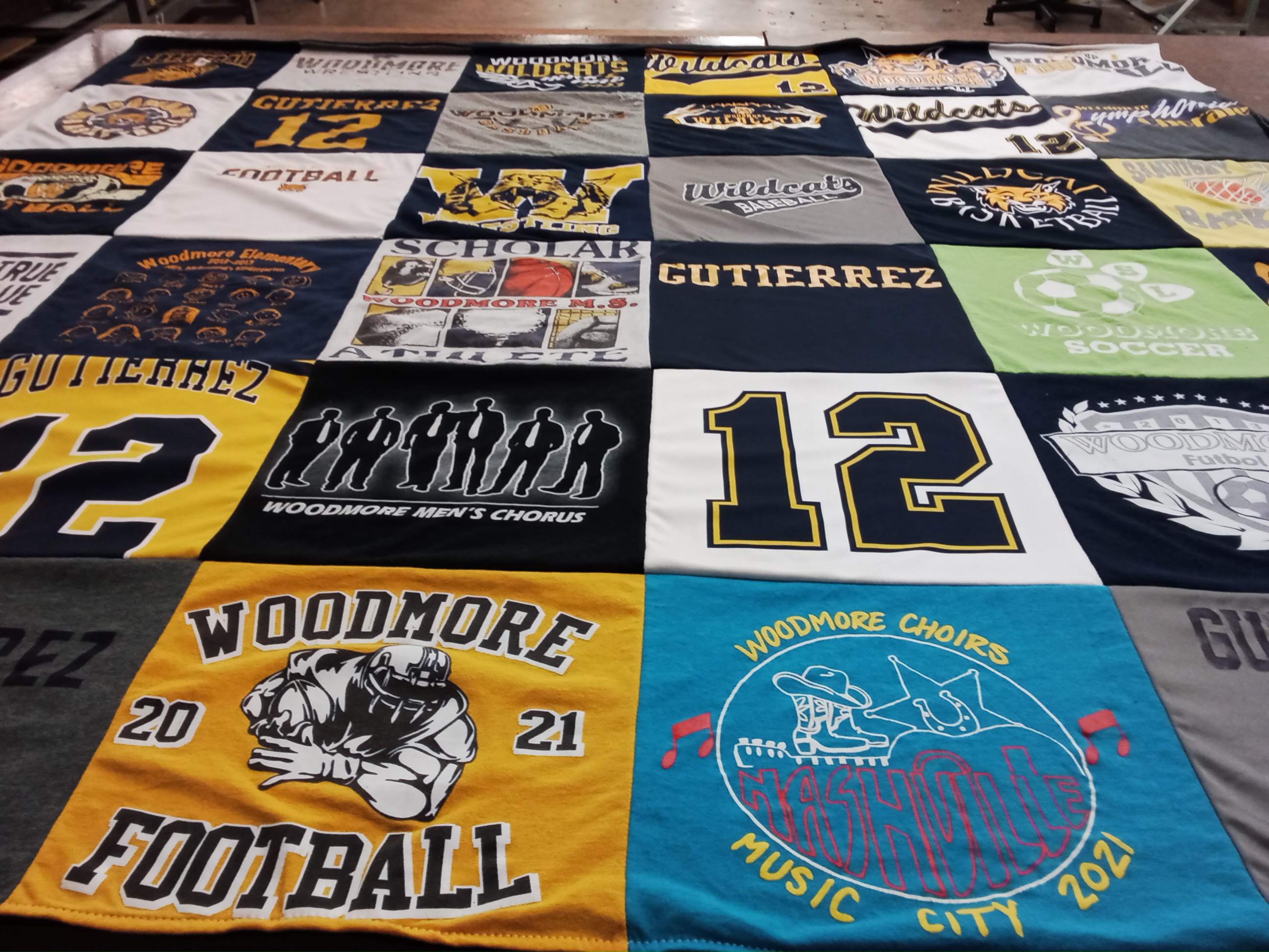 T-shirt quilt featuring woodmore football, woodmore soccer by Nina from OH
