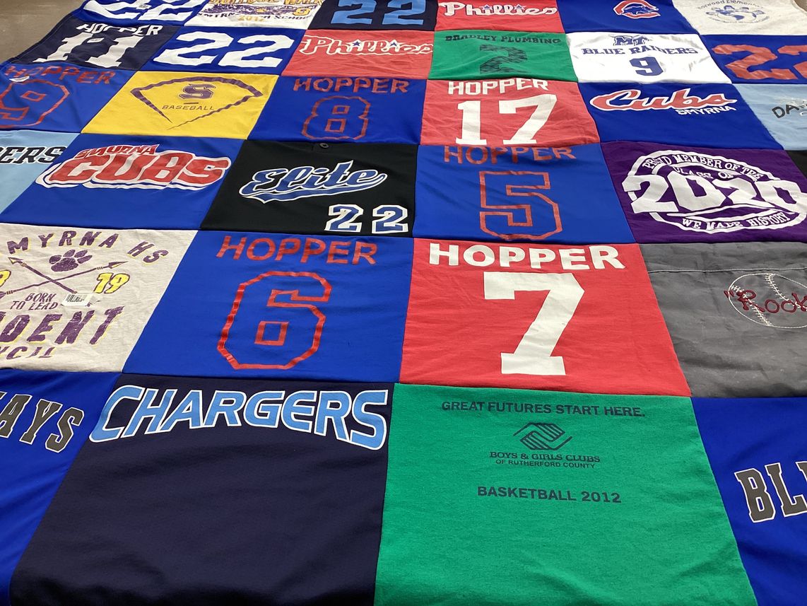 T-shirt quilt from smyrna high school by Renee from TN