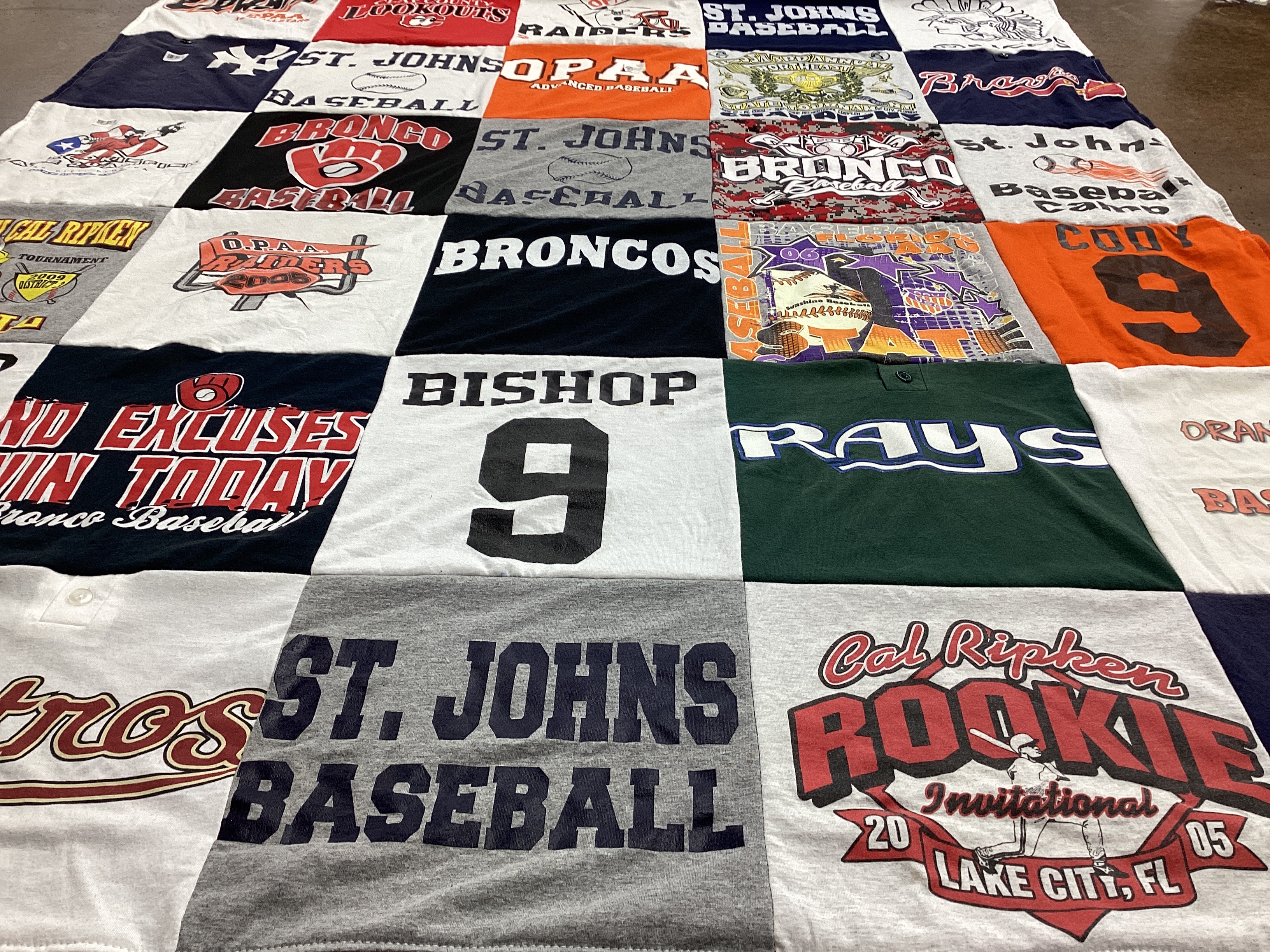 T-shirt quilt featuring broncos, rays by Lindsay from FL