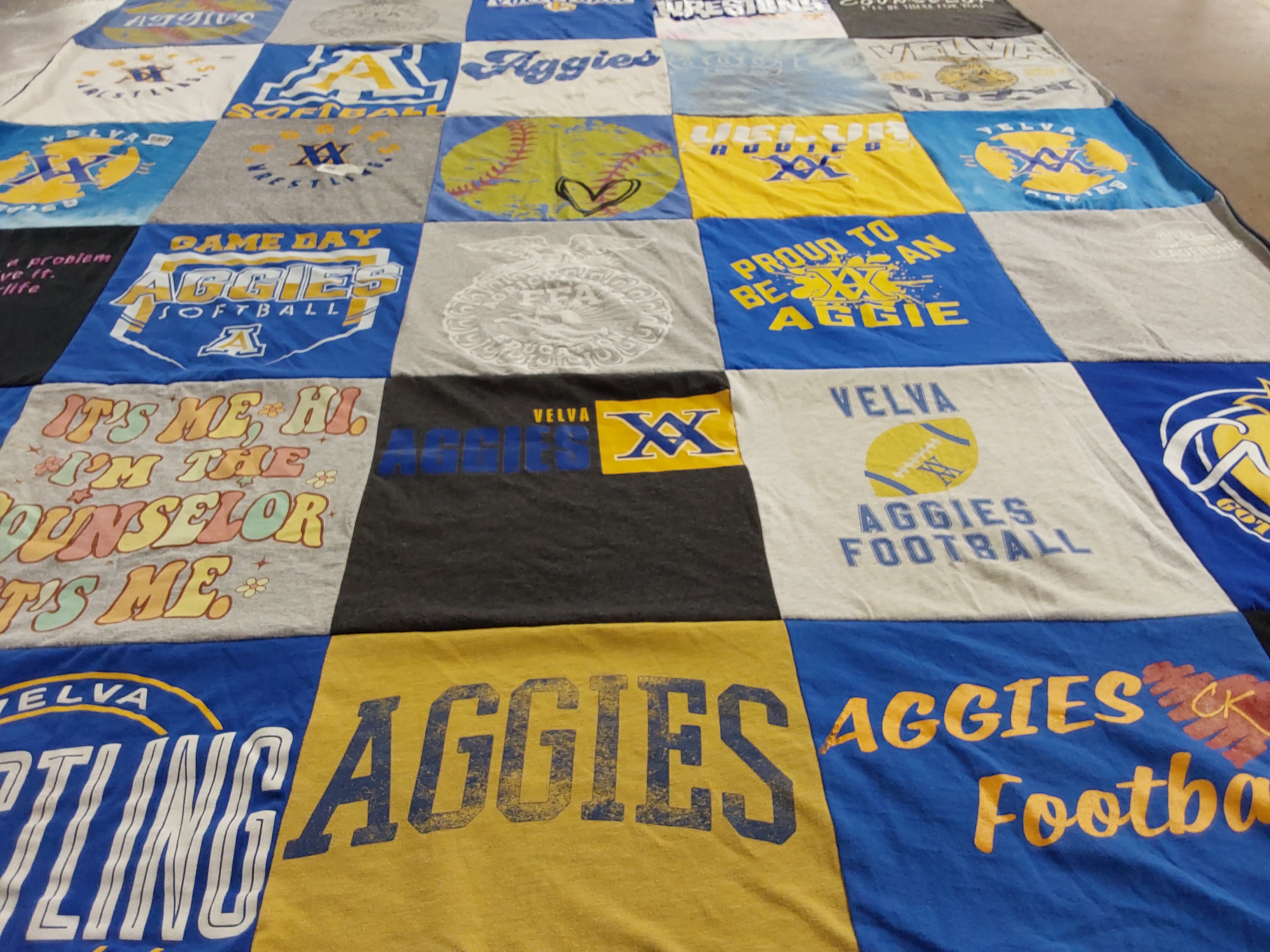 T-shirt quilt featuring velva high school football, velva high school softball by Kristi from ND