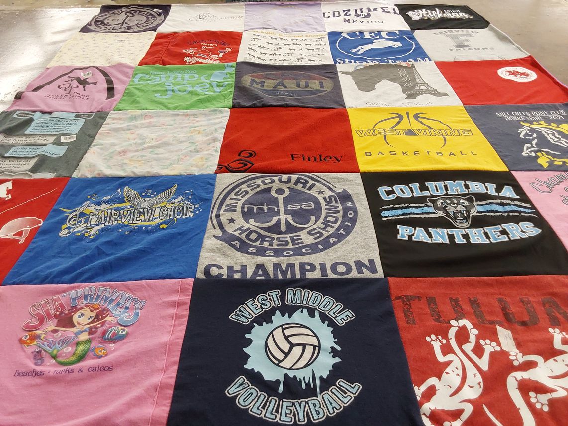 T-shirt quilt featuring columbia panthers basketball team, west middle volleyball team by Tracy from MO