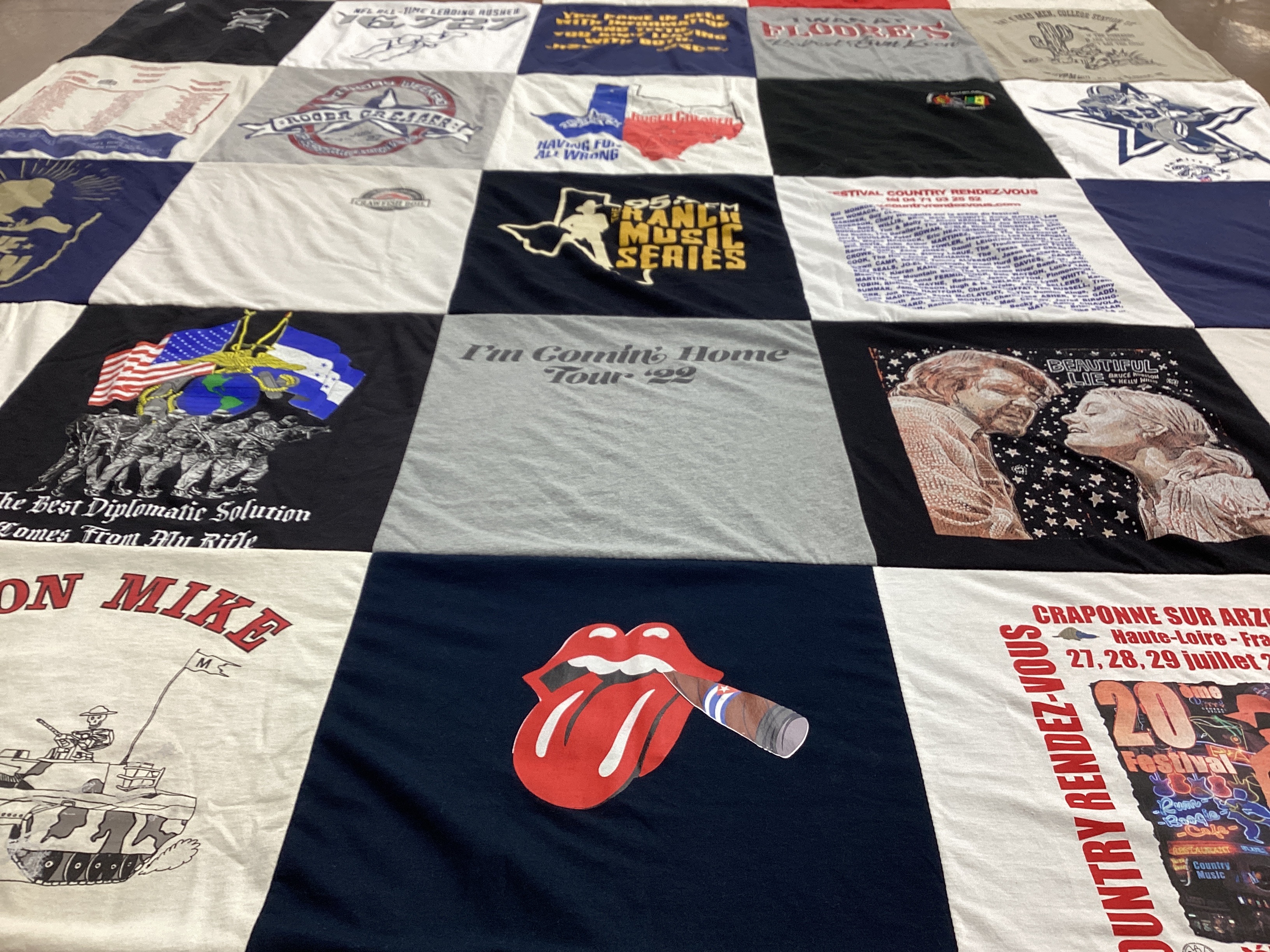 T-shirt quilt with music, country themes by JENNIFER from TX