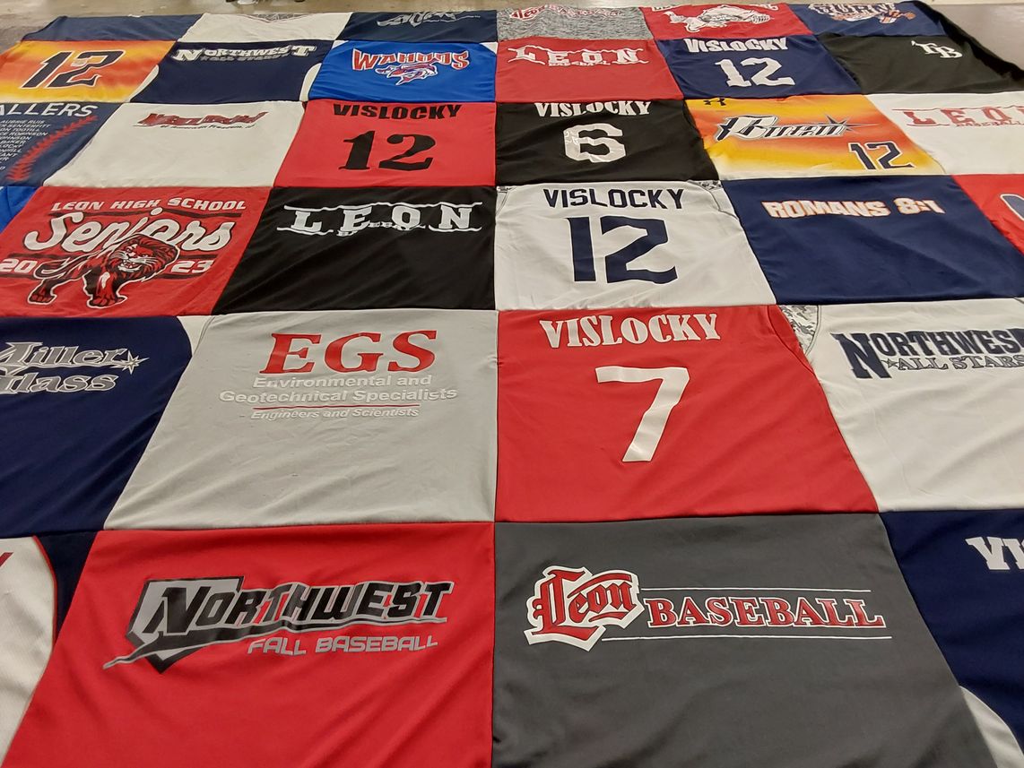 T-shirt quilt featuring northwest fall baseball, vislocky high school by Kevin from FL
