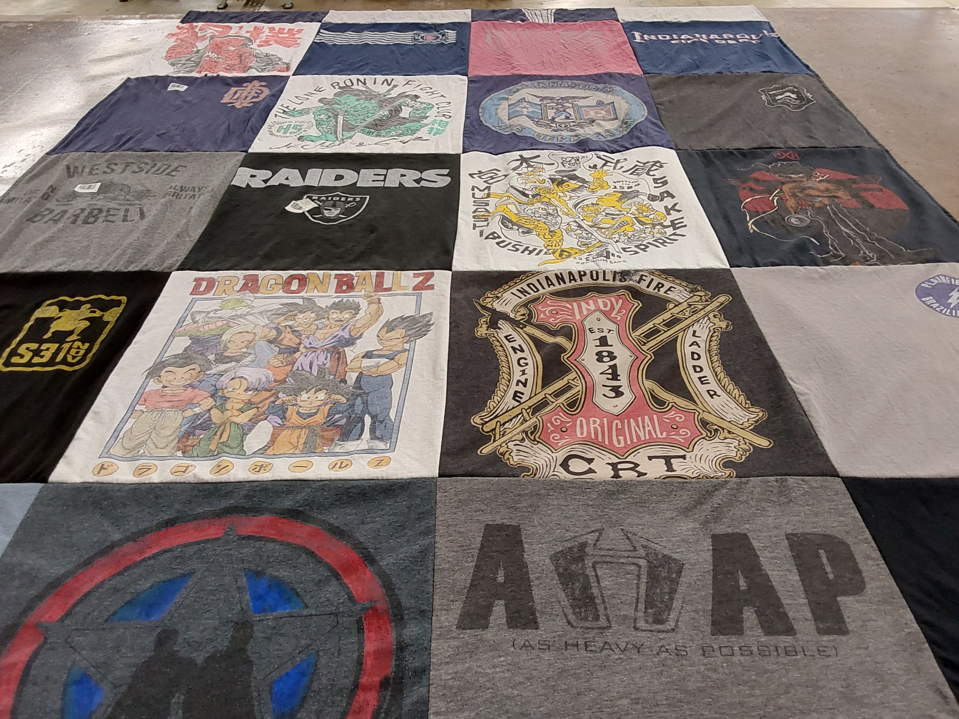 T-shirt quilt featuring raiders by Derrick from IN