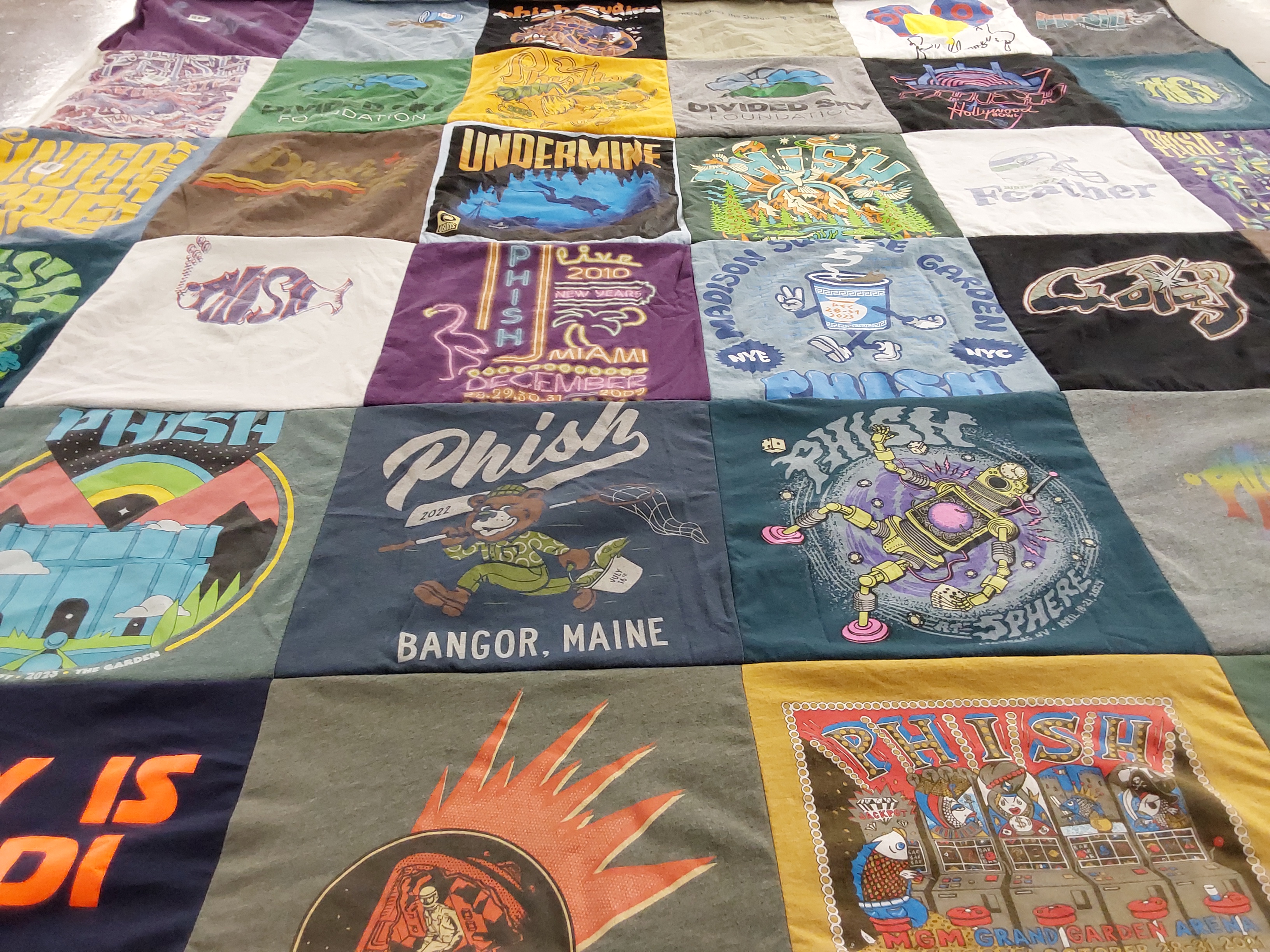 T-shirt quilt with music, concerts themes by Zachary from WA