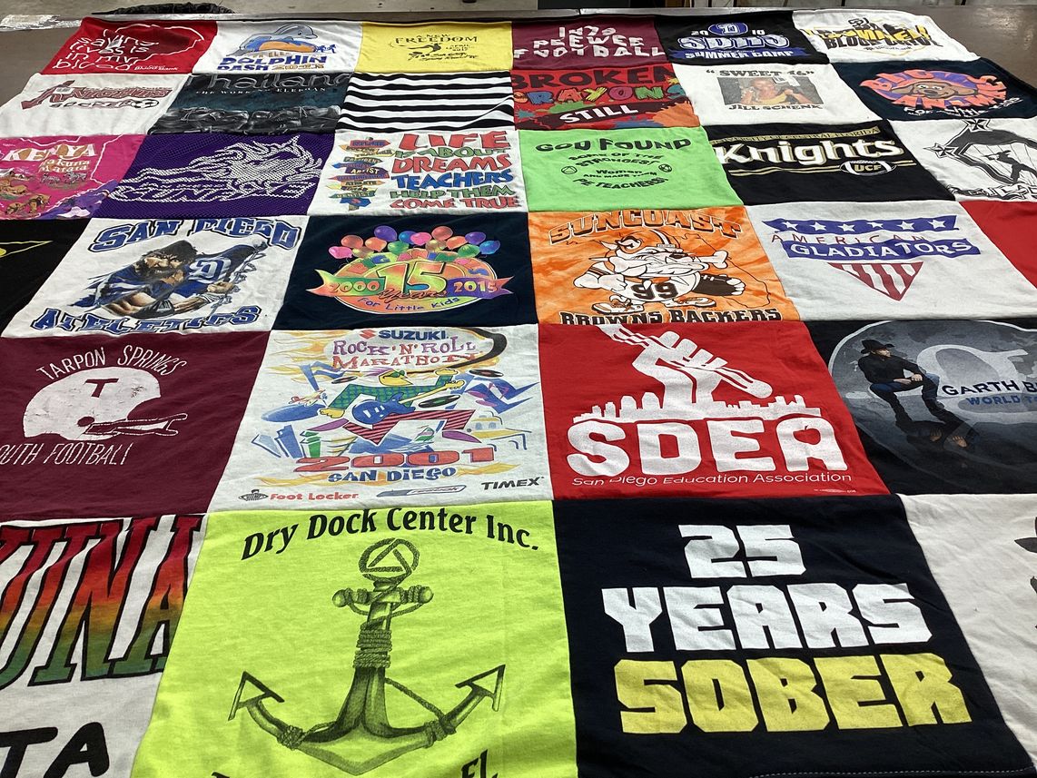 T-shirt quilt featuring san diego athletes, tarpon springs youth football by Jill from FL