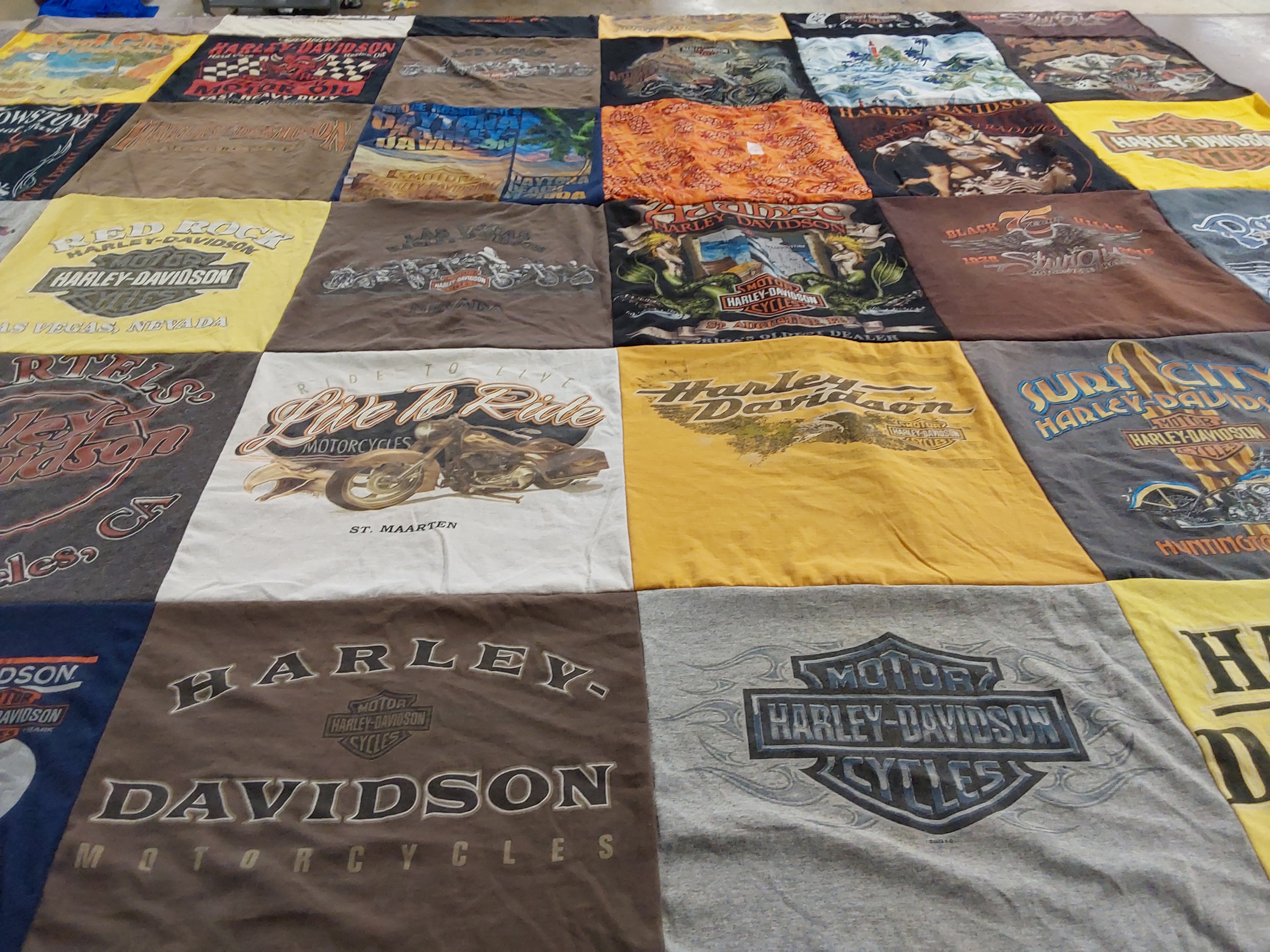 T-shirt quilt with motorcycling, biking themes by Rebecca from WA