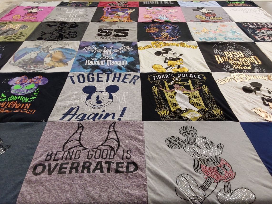 T-shirt quilt with disney, halloween themes by Dianna from CO