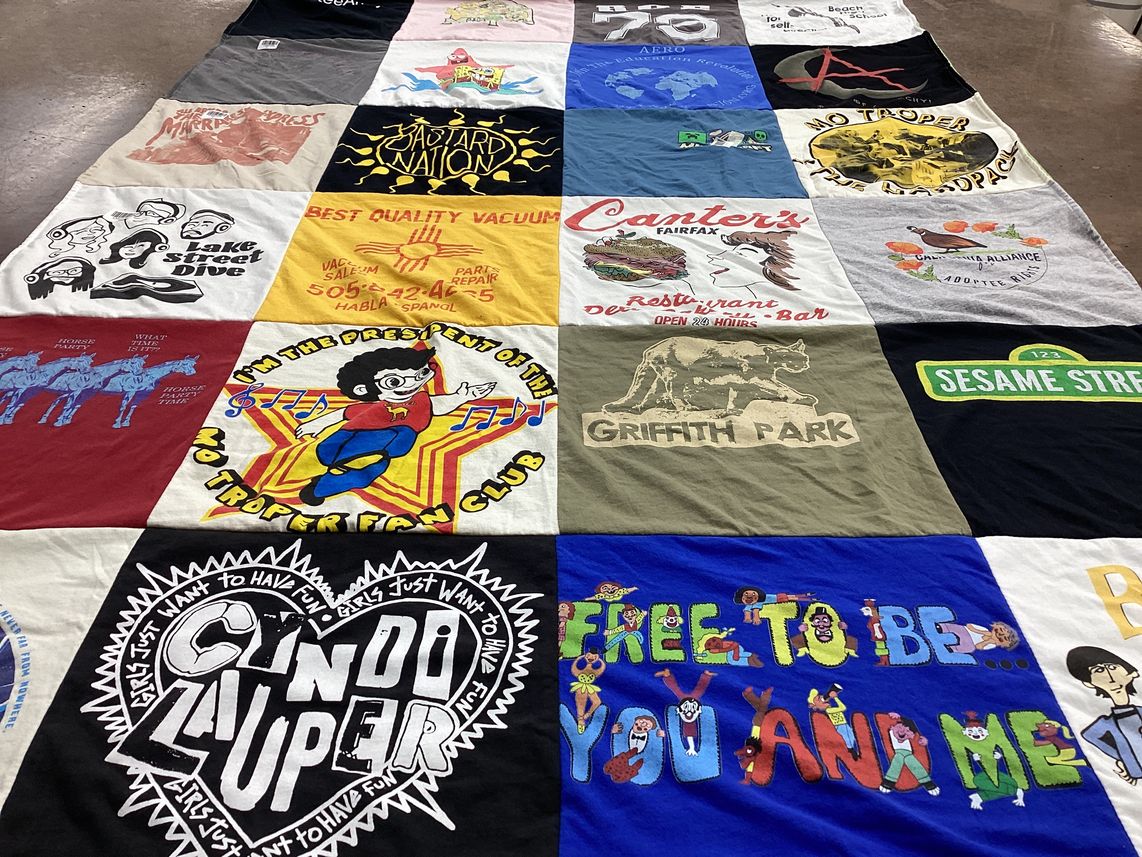 T-shirt quilt with music, vacation themes by Emily from OR