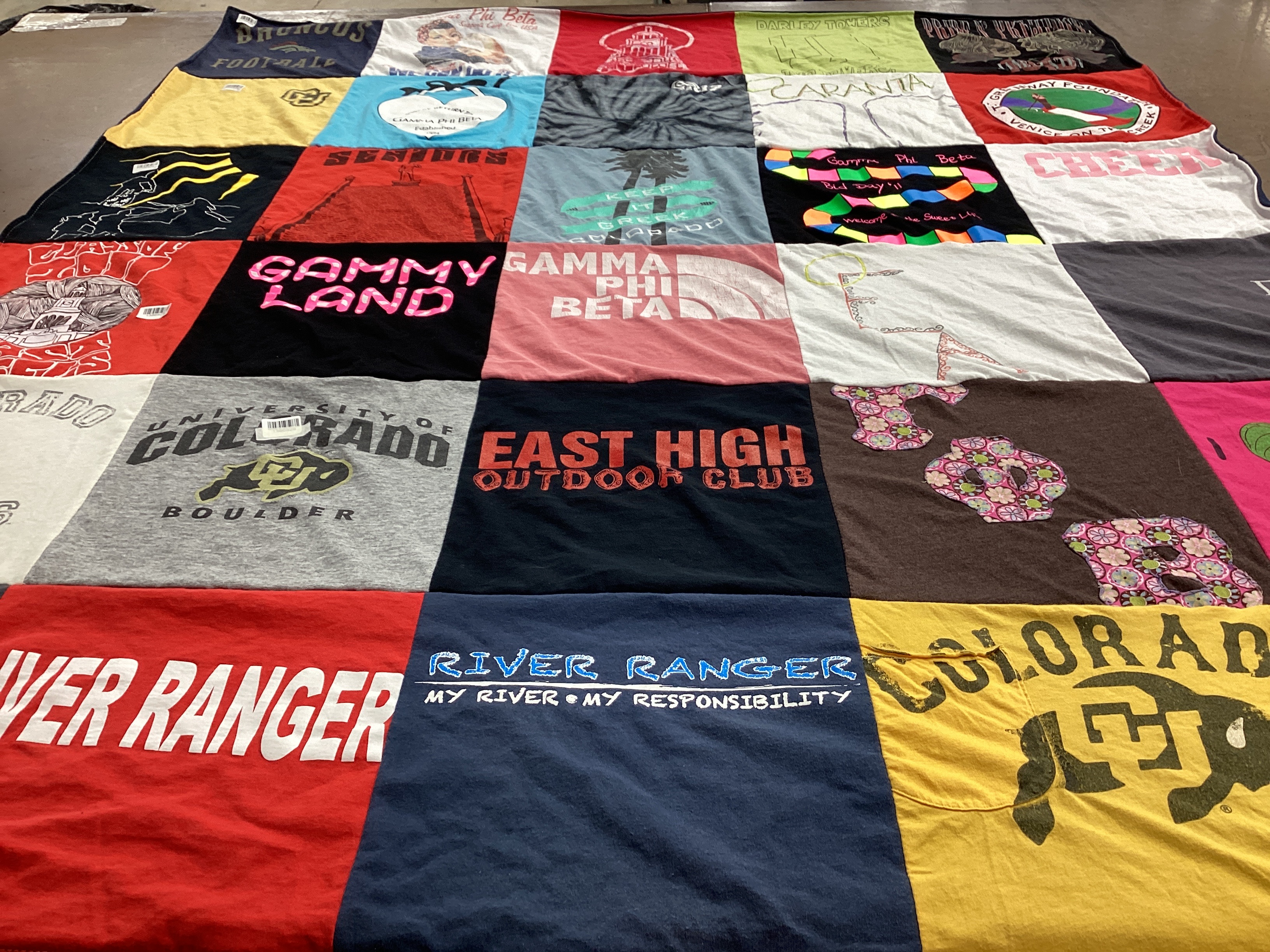 T-shirt quilt from university of colorado boulder by Kailee from CO
