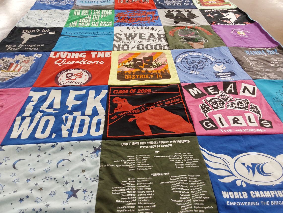 T-shirt quilt from land o' lakes high school by Carrie from FL