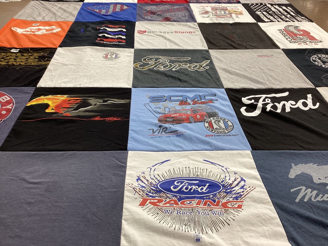 T-shirt quilt with cars, racing themes by Colleen from OH