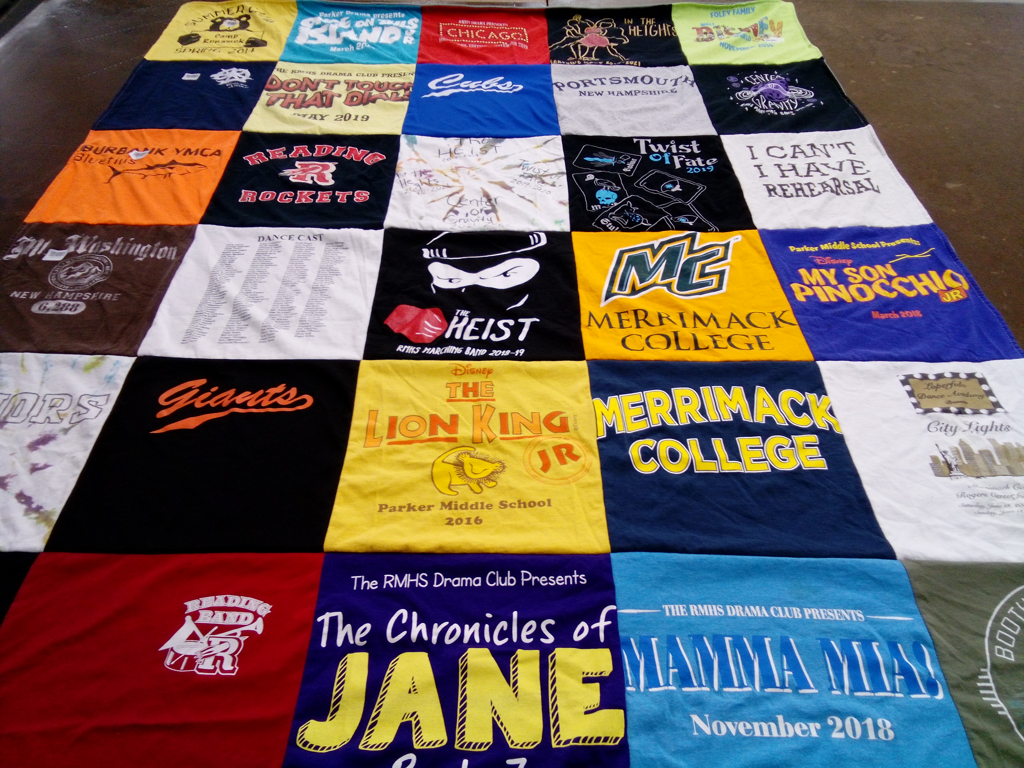 T-shirt quilt featuring reading rockets, giants by Annmarie from MA