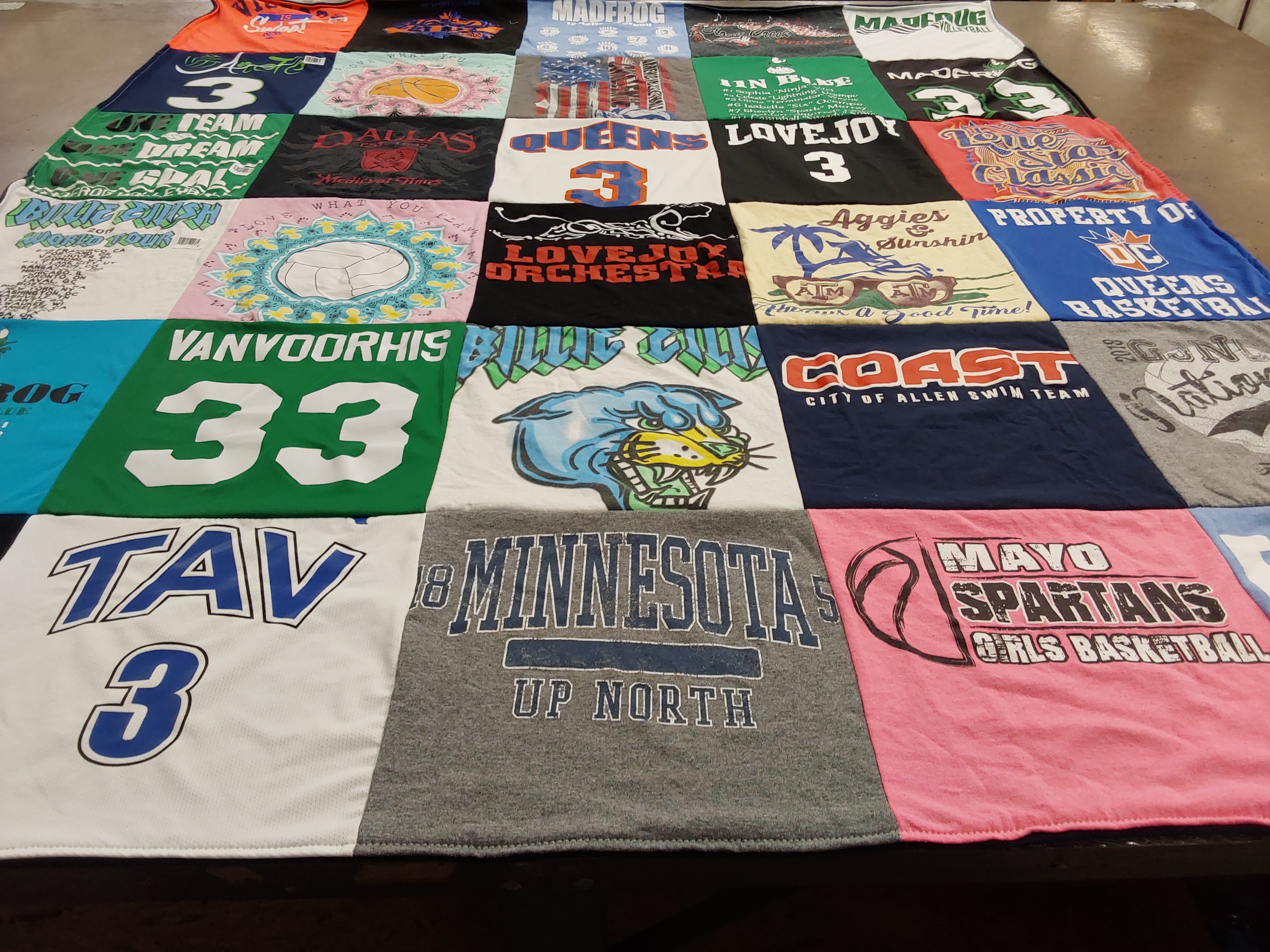 T-shirt quilt featuring minnesota university, mayo spartans girls basketball by Jessica from TX